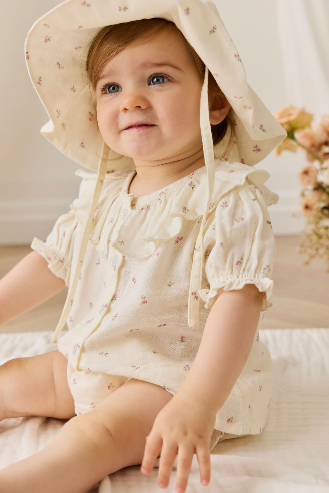 Organic Cotton Muslin Noelle Hat - Willow Rose Childrens Hat from Jamie Kay USA