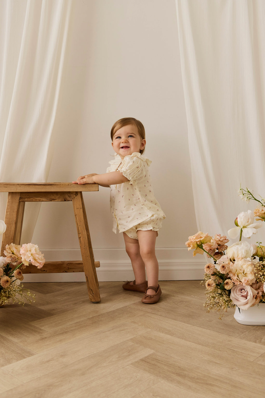 Organic Cotton Muslin Frill Bloomer - Willow Rose Childrens Bloomer from Jamie Kay USA