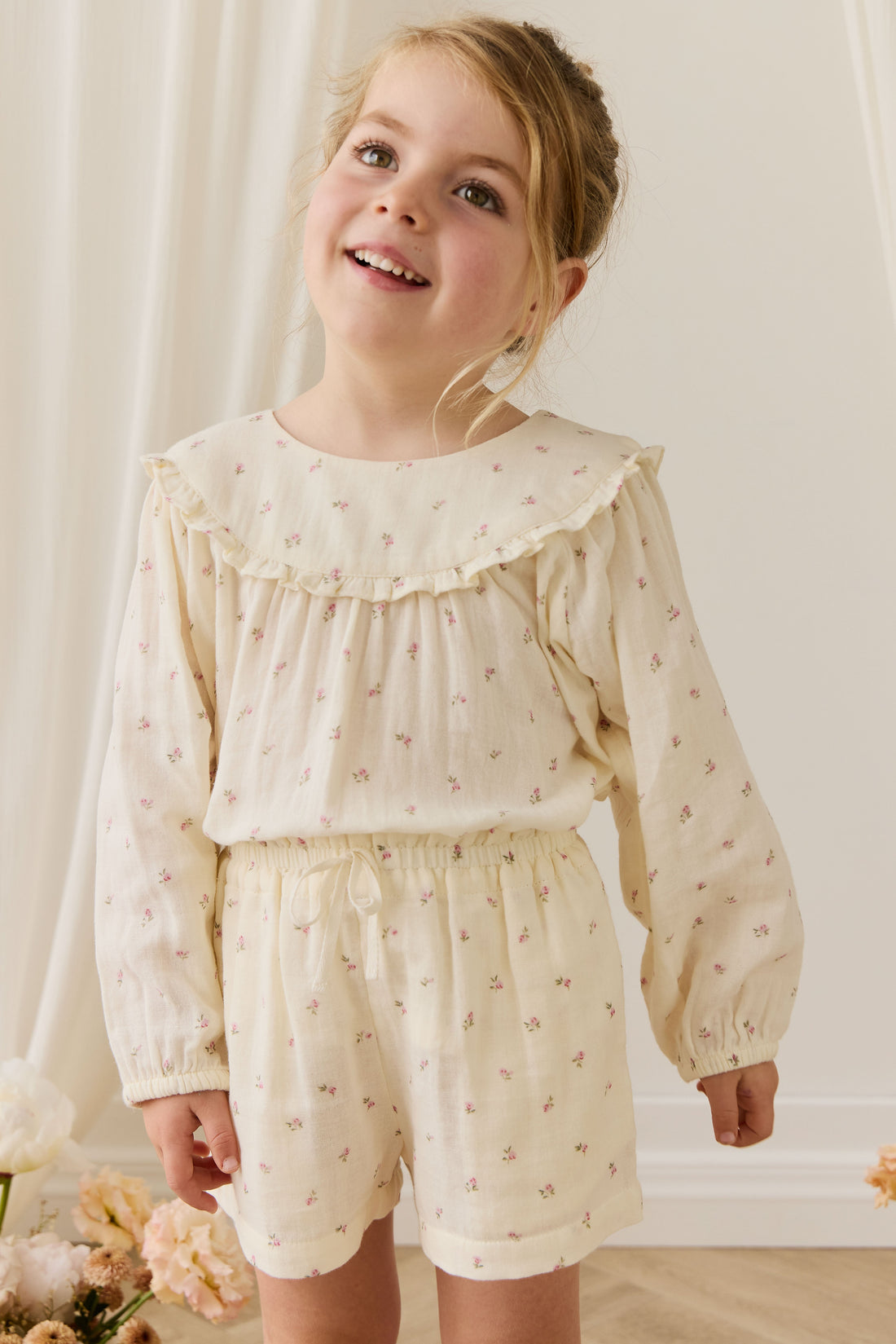 Organic Cotton Muslin Selah Short - Willow Rose Childrens Shorts from Jamie Kay USA