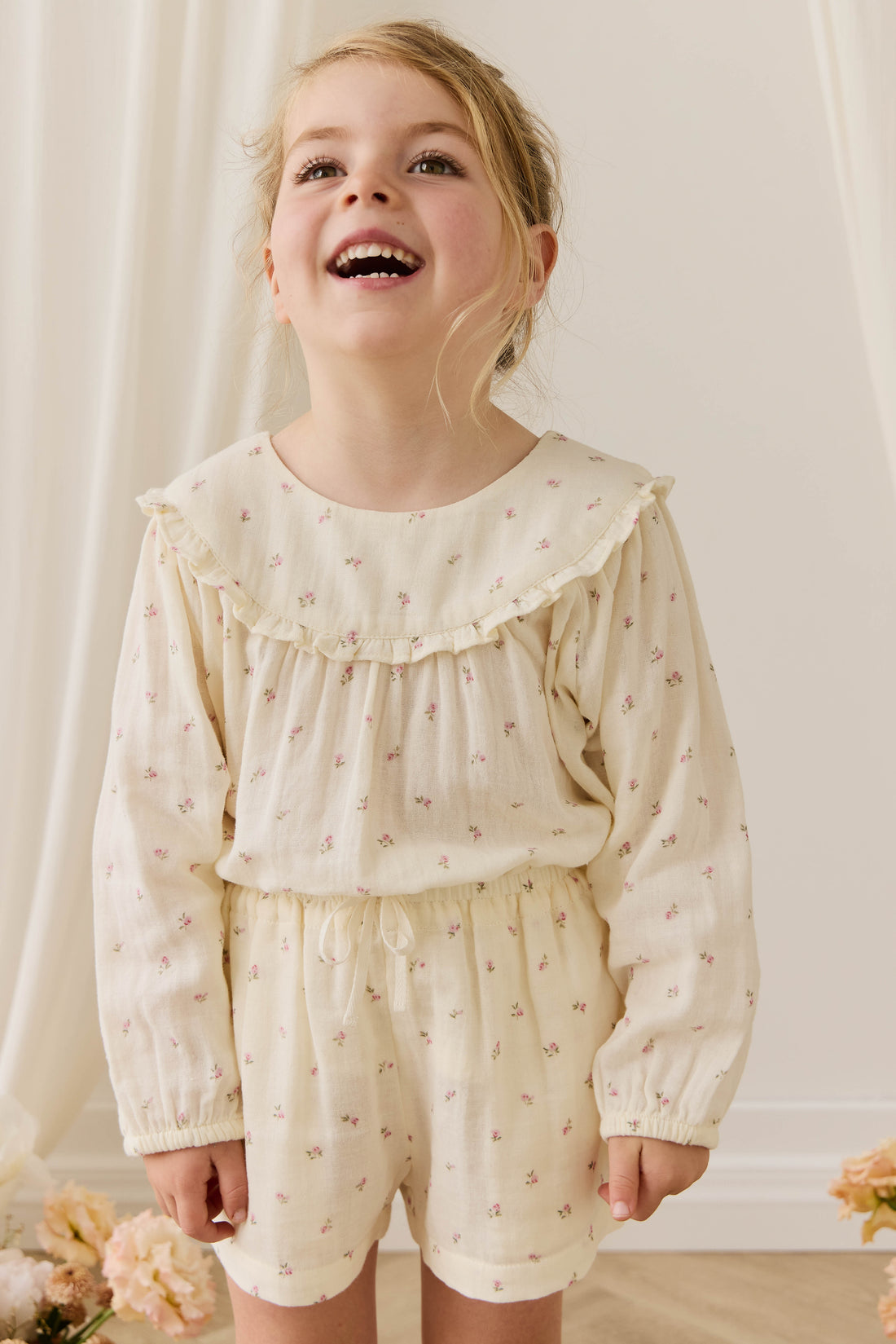 Organic Cotton Muslin Selah Short - Willow Rose Childrens Shorts from Jamie Kay USA