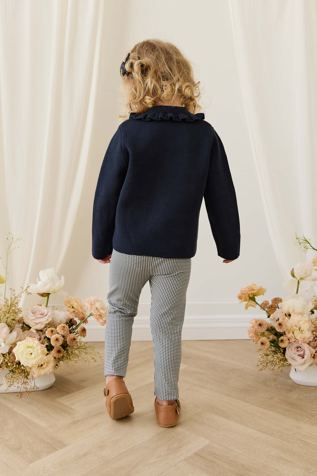 Organic Cotton Everyday Legging - Dash Gingham Navy Childrens Legging from Jamie Kay USA