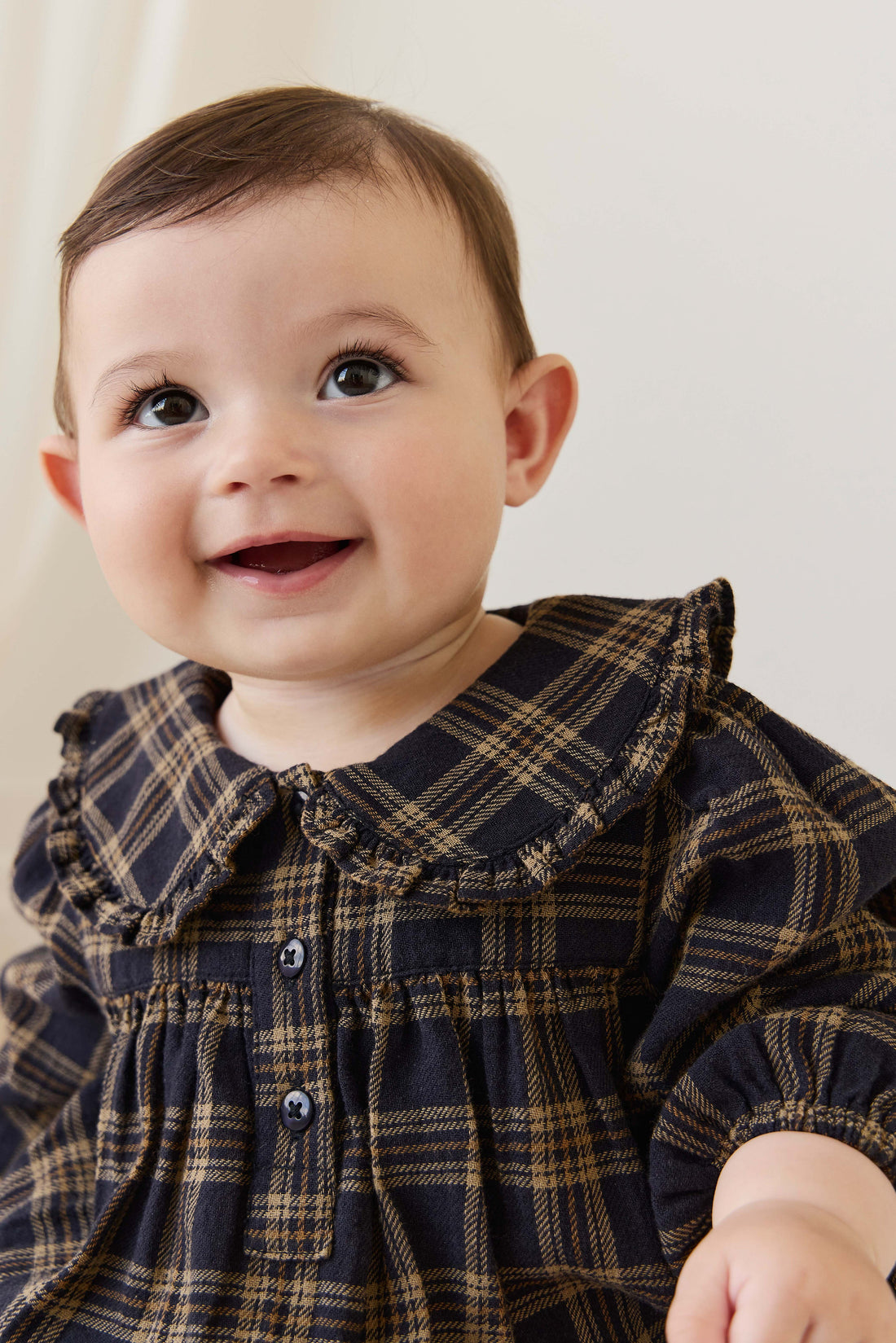 Organic Cotton Elowen Playsuit - Woodland Check Childrens Playsuit from Jamie Kay USA