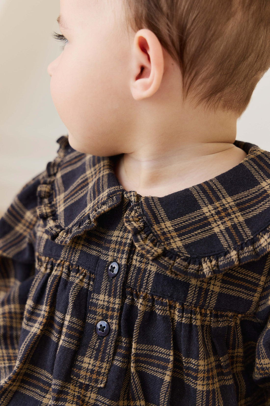 Organic Cotton Elowen Playsuit - Woodland Check Childrens Playsuit from Jamie Kay USA