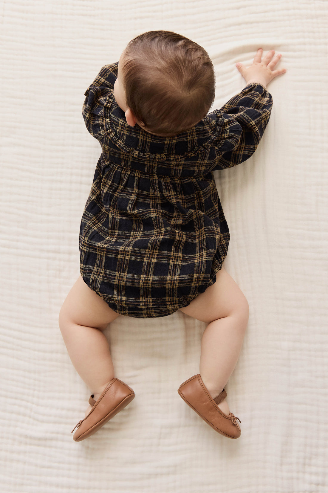 Organic Cotton Elowen Playsuit - Woodland Check Childrens Playsuit from Jamie Kay USA