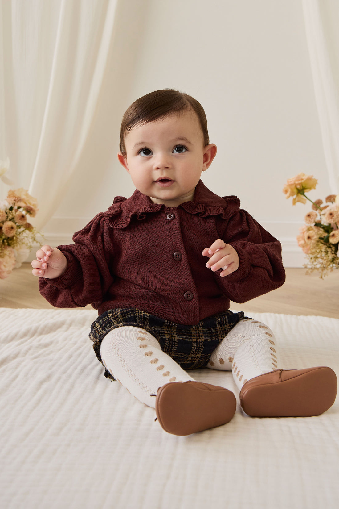 Mary Tight - Mary Heart Jacquard Childrens Tights from Jamie Kay USA