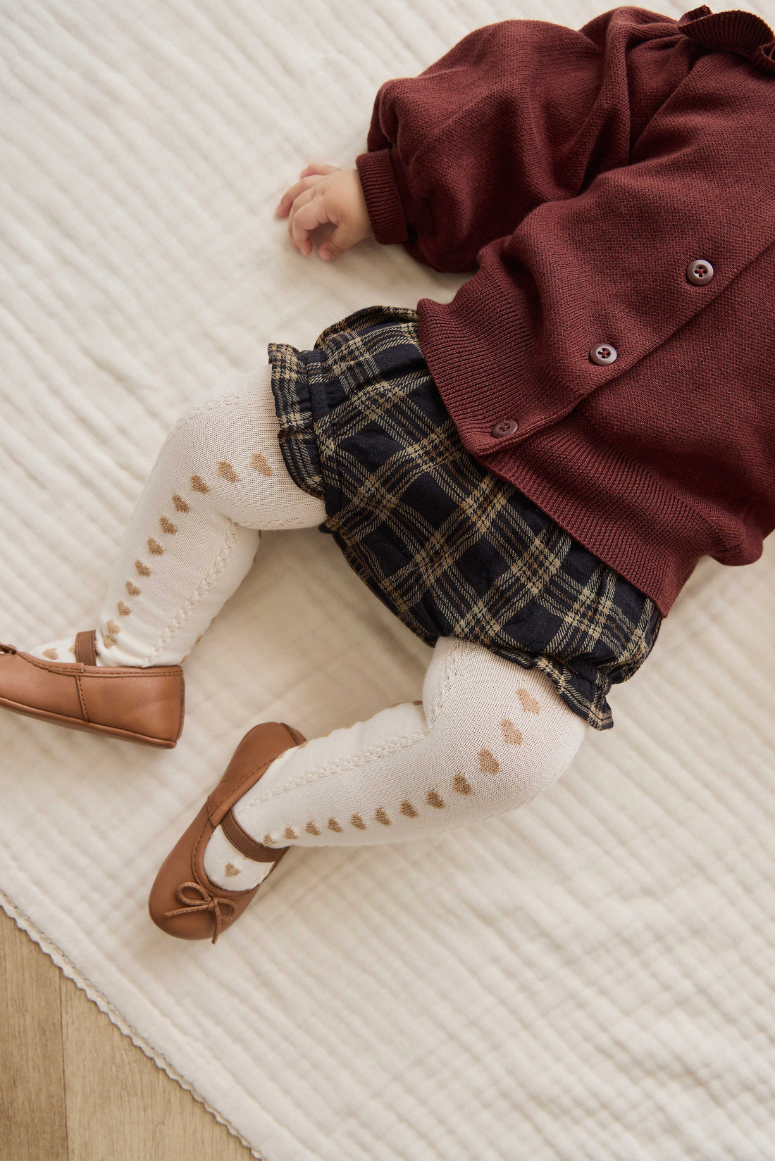 Mary Tight - Mary Heart Jacquard Childrens Tights from Jamie Kay USA