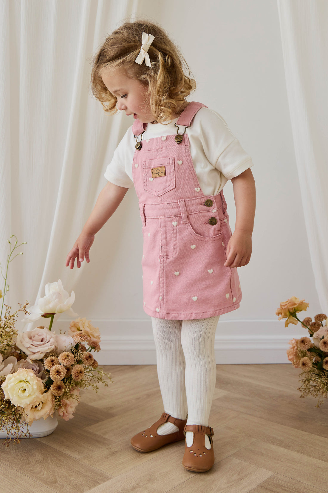 Classic Overall Dress - Petite Heart Rose Childrens Dress from Jamie Kay USA