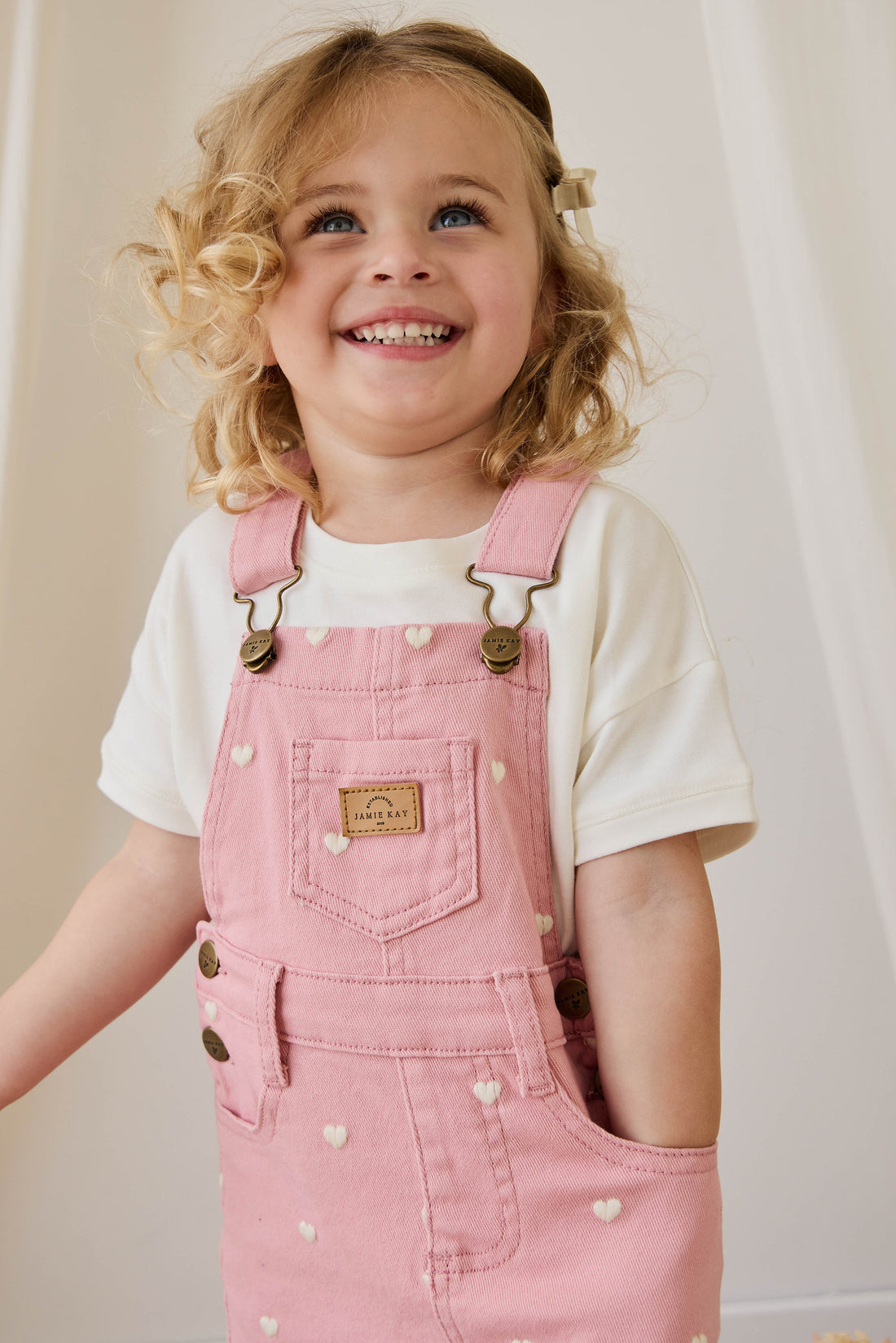 Classic Overall Dress - Petite Heart Rose Childrens Dress from Jamie Kay USA