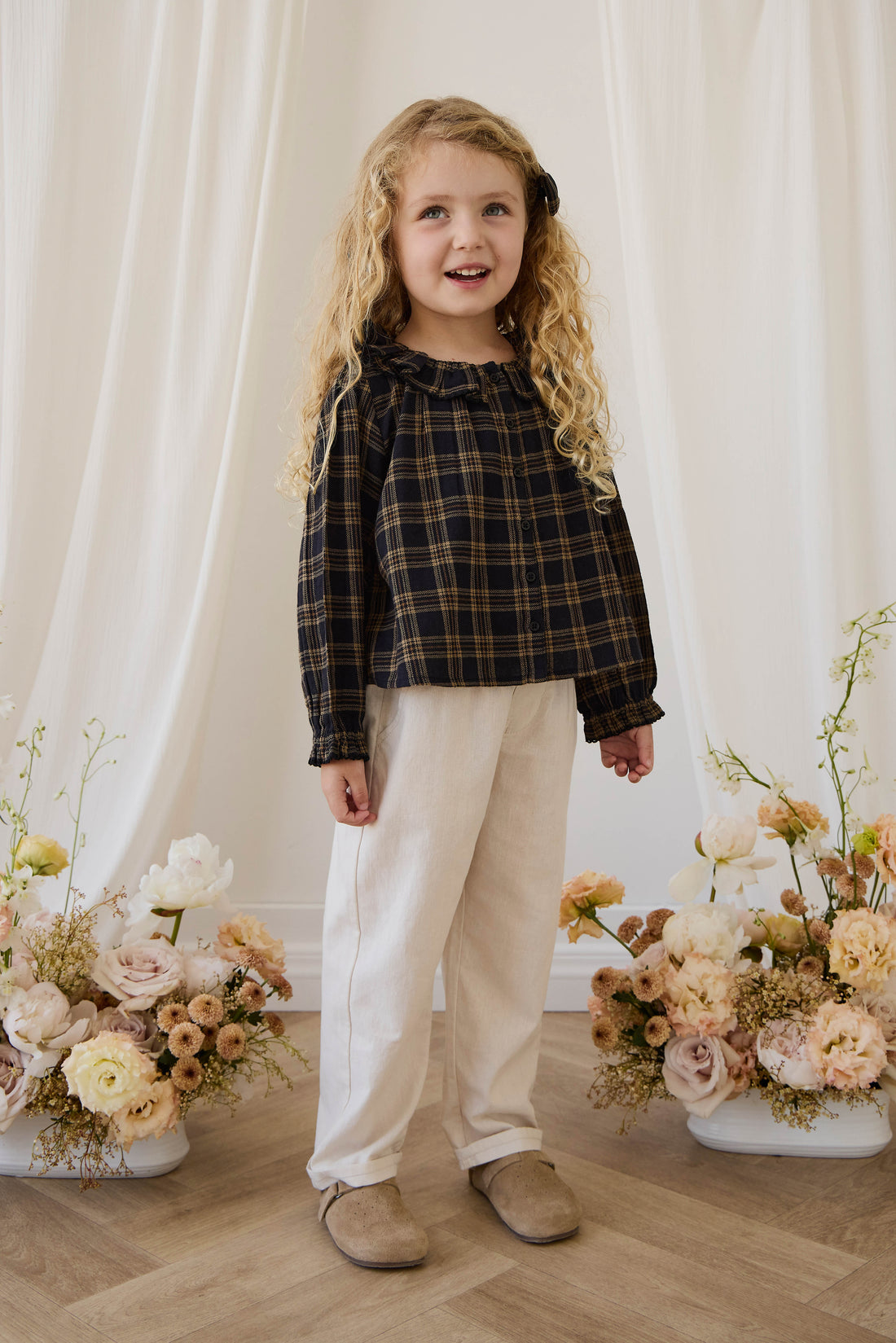 Organic Cotton Cecile Top - Woodland Check Childrens Top from Jamie Kay USA