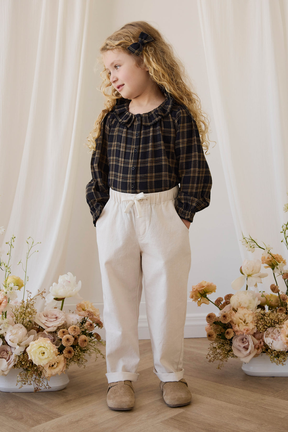 Organic Cotton Cecile Top - Woodland Check Childrens Top from Jamie Kay USA