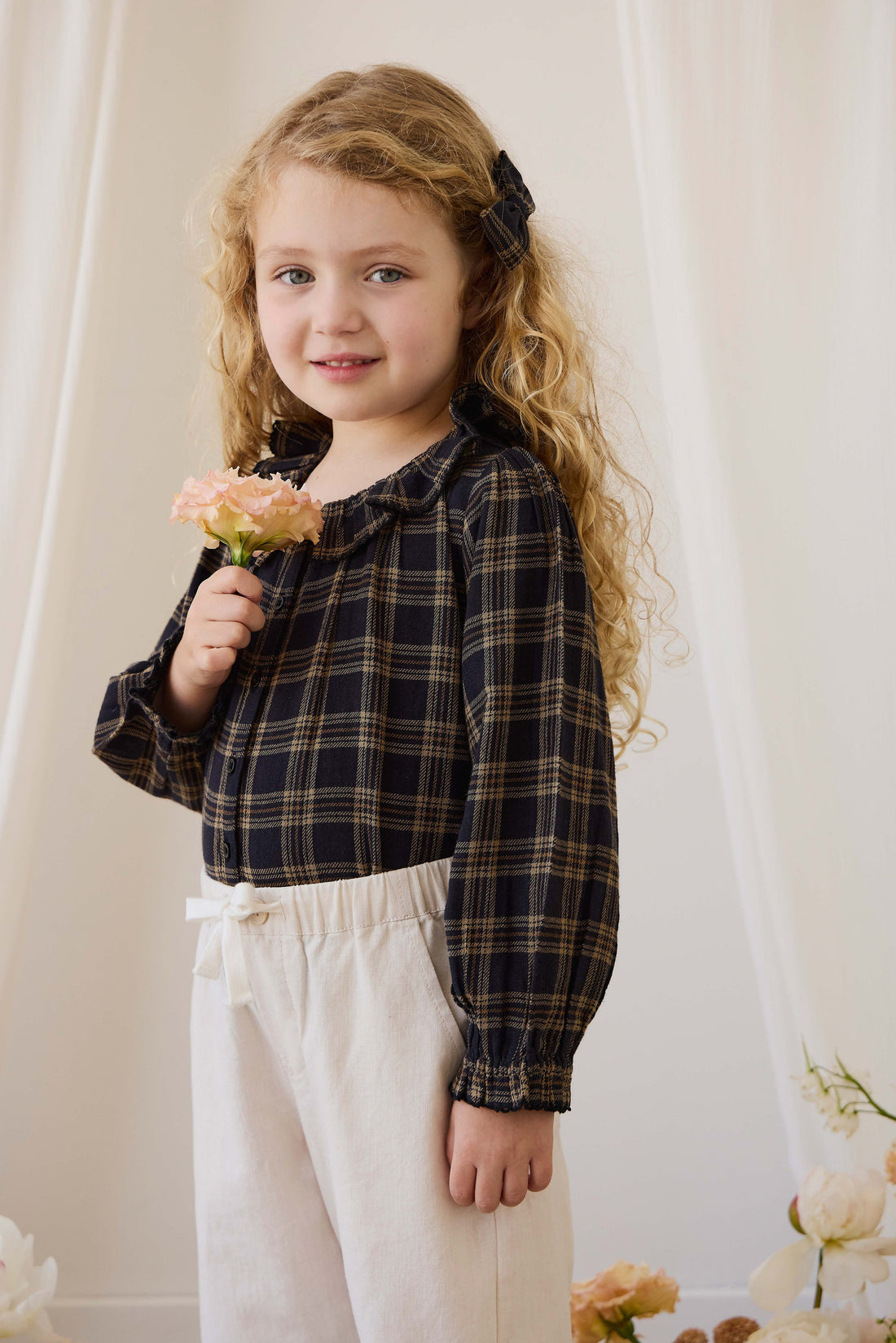 Organic Cotton Cecile Top - Woodland Check Childrens Top from Jamie Kay USA