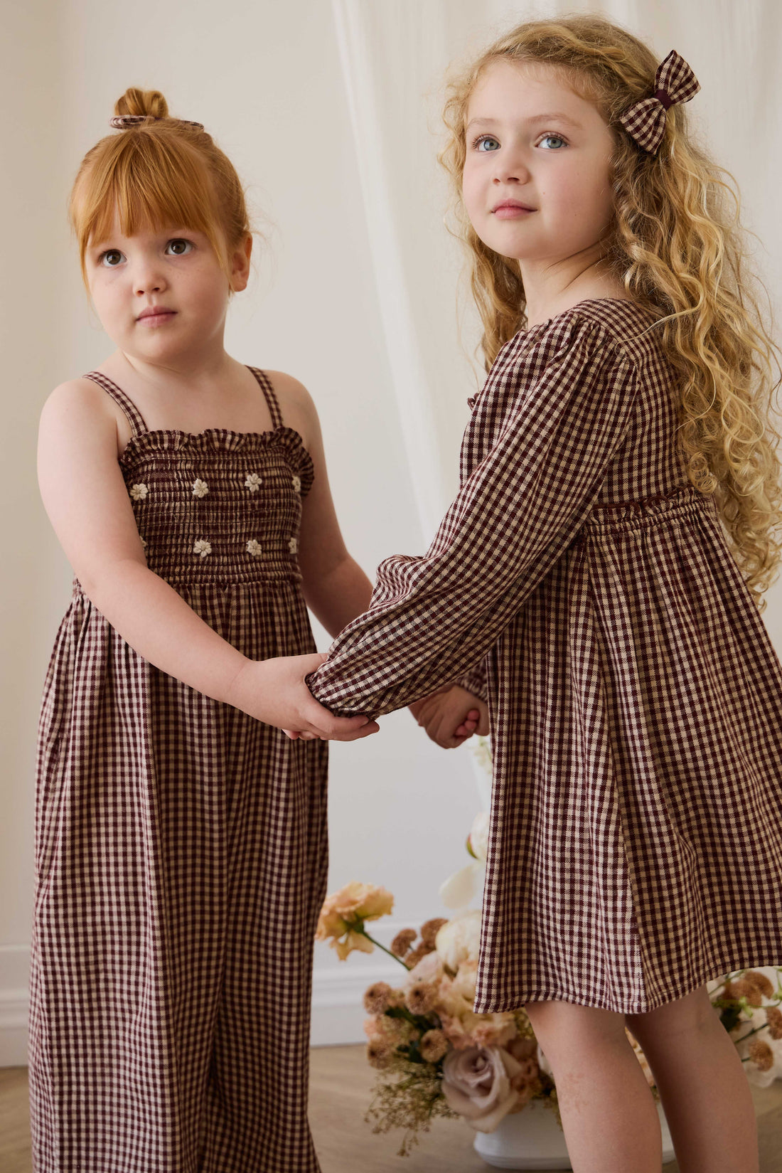 Organic Cotton Cecile Dress - Cinnamon Gingham Childrens Dress from Jamie Kay USA