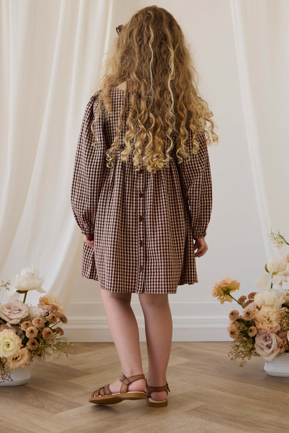 Organic Cotton Cecile Dress - Cinnamon Gingham Childrens Dress from Jamie Kay USA