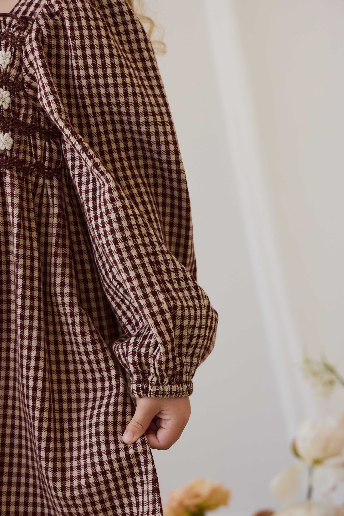 Organic Cotton Cecile Dress - Cinnamon Gingham Childrens Dress from Jamie Kay USA