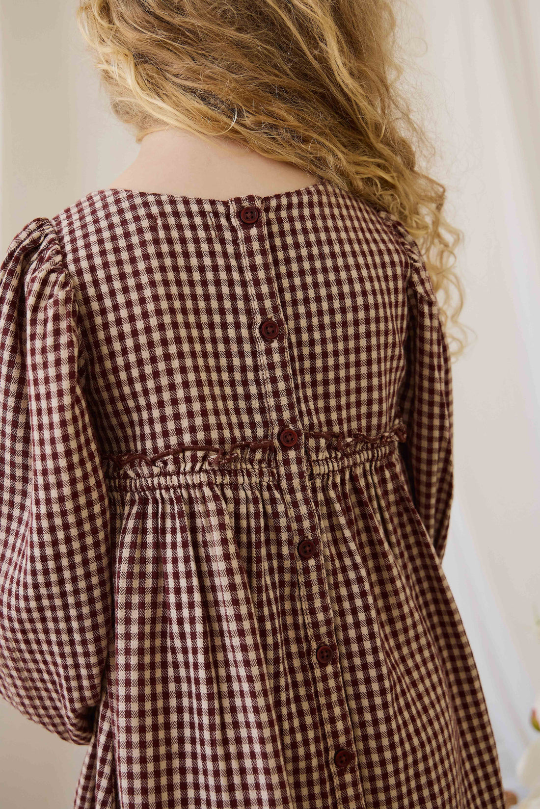 Organic Cotton Cecile Dress - Cinnamon Gingham Childrens Dress from Jamie Kay USA