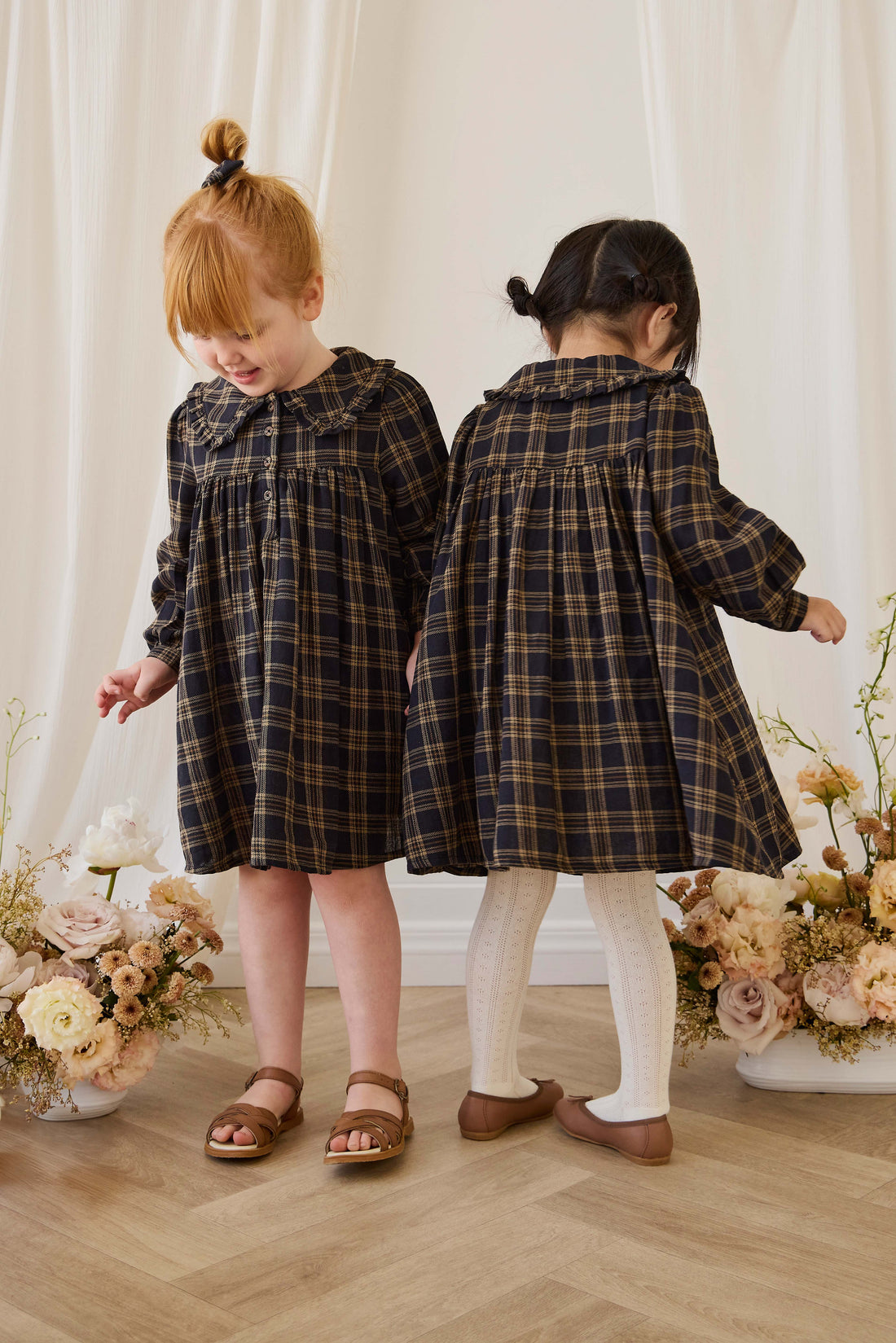 Organic Cotton Ira Dress - Woodland Check Childrens Dress from Jamie Kay USA