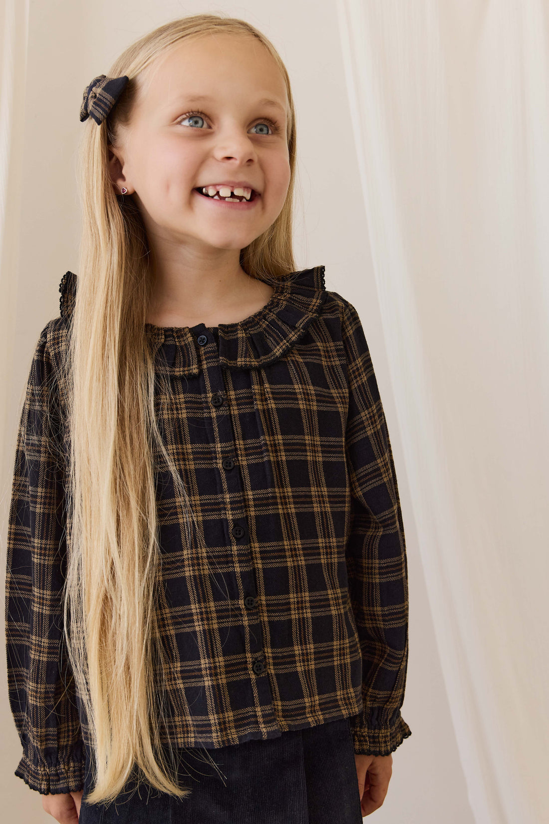 Organic Cotton Cecile Top - Woodland Check Childrens Top from Jamie Kay USA