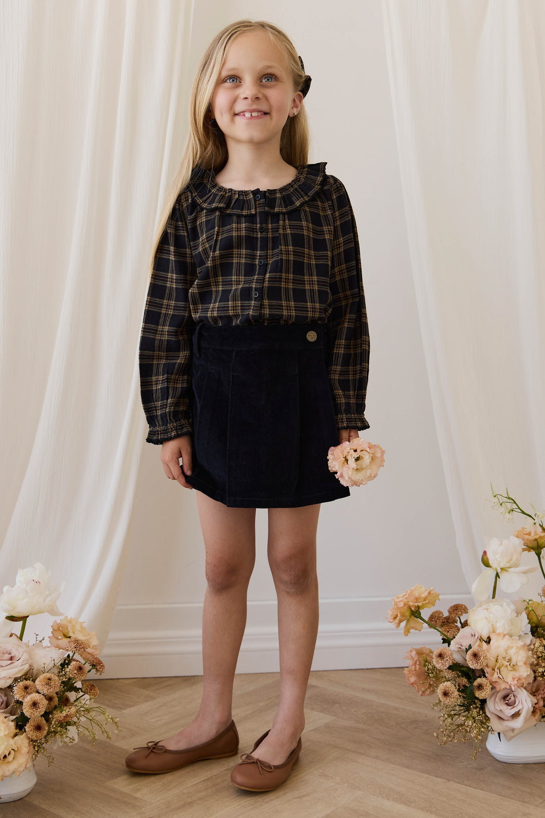 Organic Cotton Cecile Top - Woodland Check Childrens Top from Jamie Kay USA