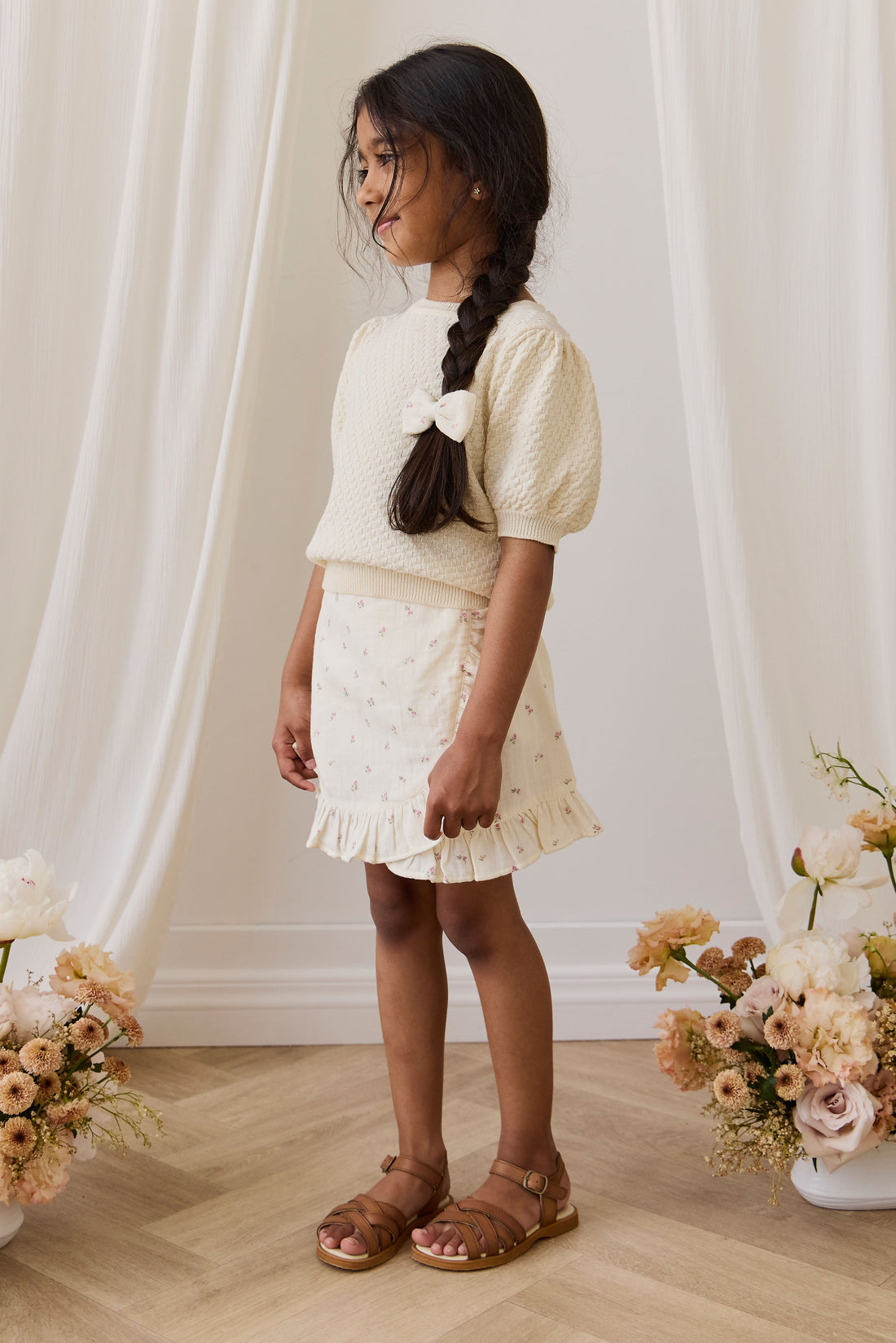 Organic Cotton Muslin Celine Skirt - Willow Rose Childrens Skirt from Jamie Kay USA