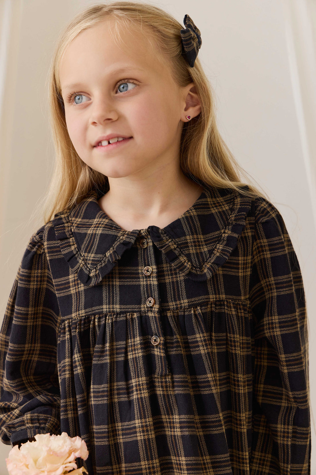 Organic Cotton Ira Dress - Woodland Check Childrens Dress from Jamie Kay USA