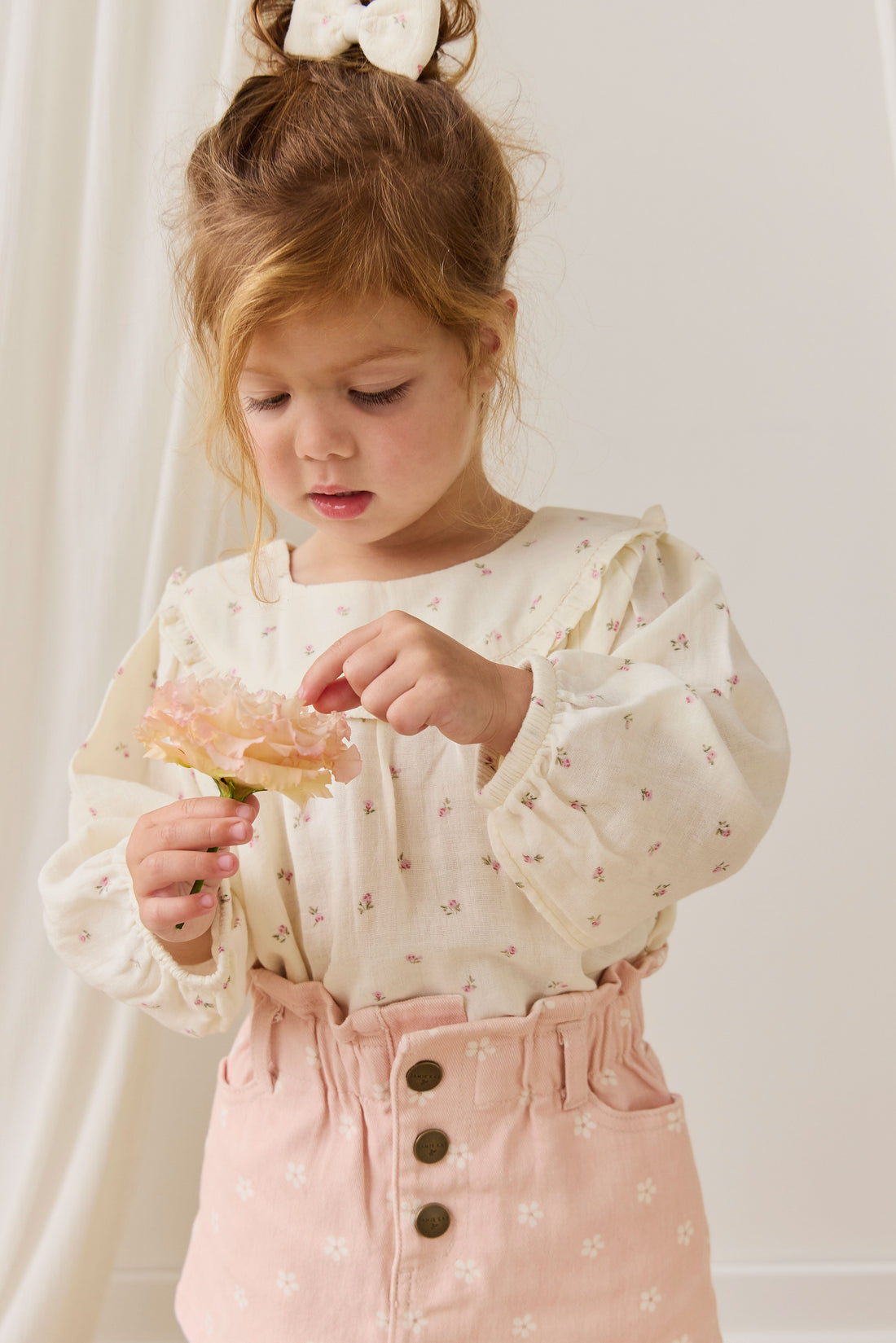 Organic Cotton Muslin Amira Blouse - Willow Rose Childrens Top from Jamie Kay USA