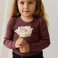 Organic Cotton Modal Marina Long Sleeve Top - Burnt Cinnamon Childrens Top from Jamie Kay USA