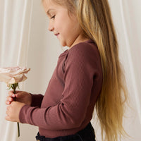 Organic Cotton Modal Marina Long Sleeve Top - Burnt Cinnamon Childrens Top from Jamie Kay USA