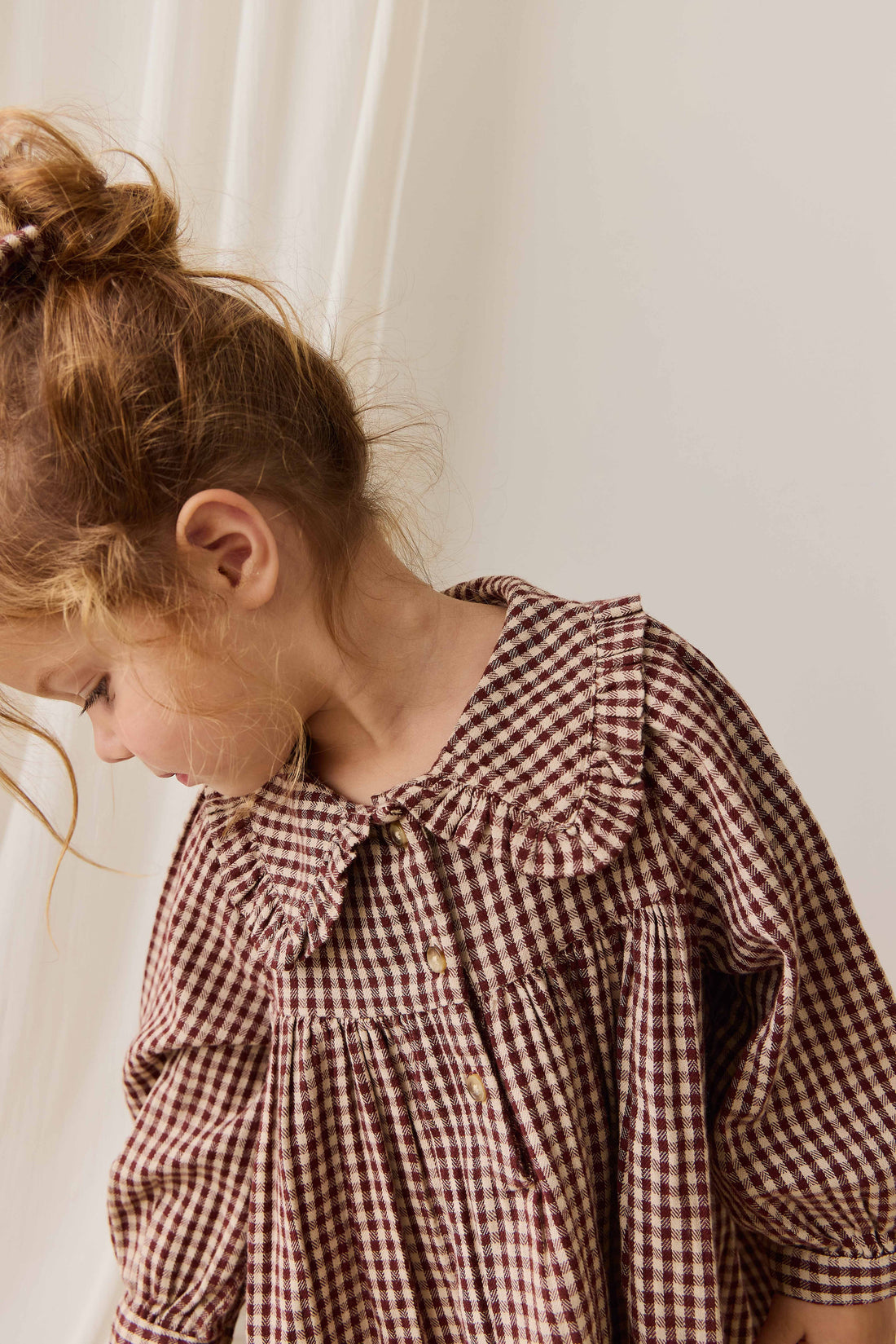 Organic Cotton Ira Dress - Cinnamon Gingham Childrens Dress from Jamie Kay USA