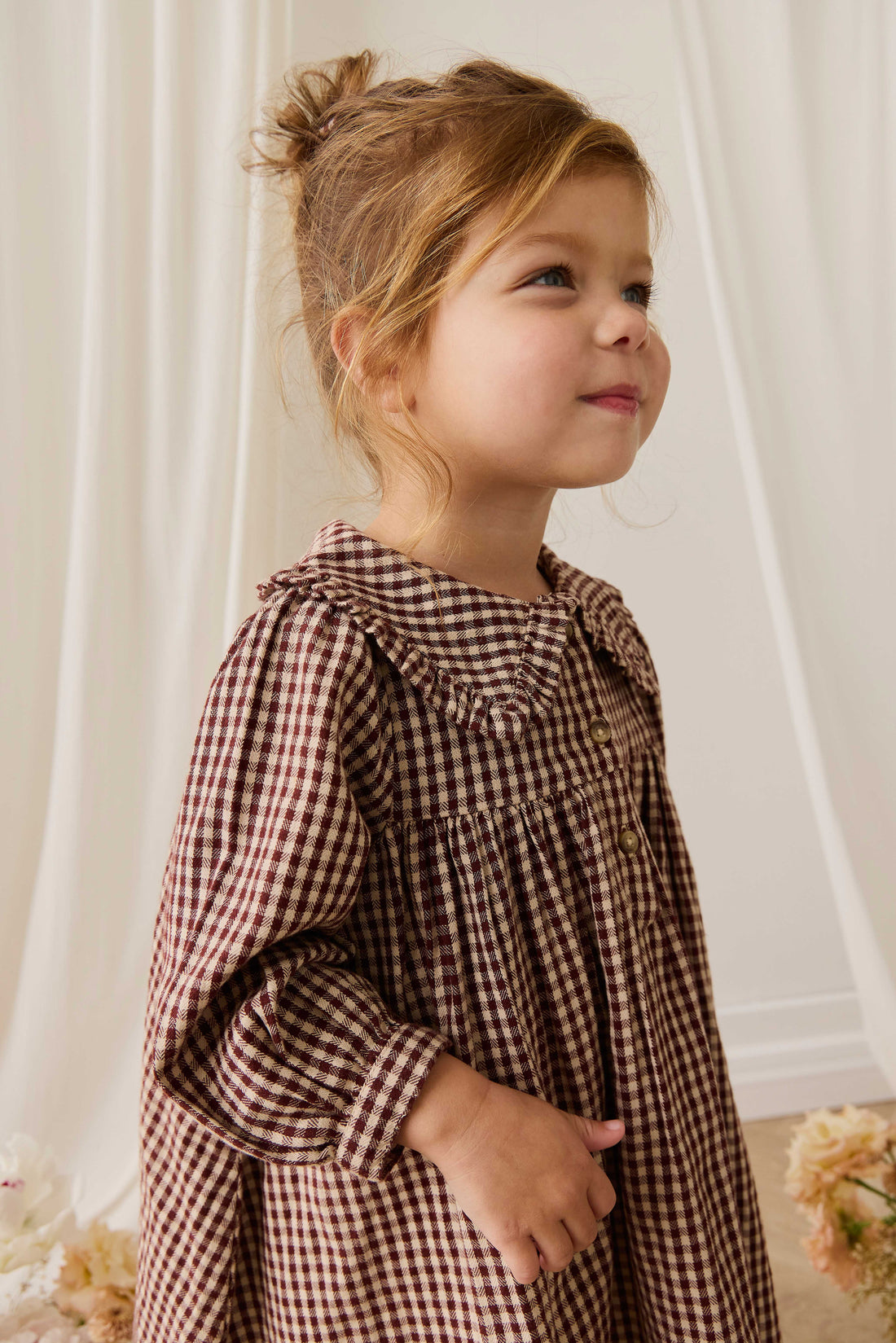 Organic Cotton Ira Dress - Cinnamon Gingham Childrens Dress from Jamie Kay USA