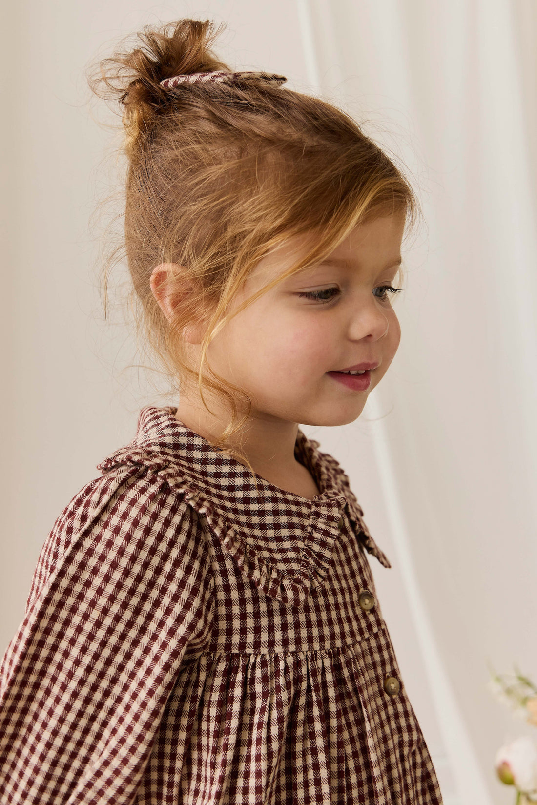 Organic Cotton Ira Dress - Cinnamon Gingham Childrens Dress from Jamie Kay USA