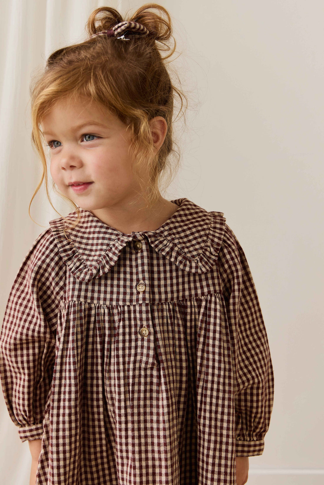 Organic Cotton Ira Dress - Cinnamon Gingham Childrens Dress from Jamie Kay USA