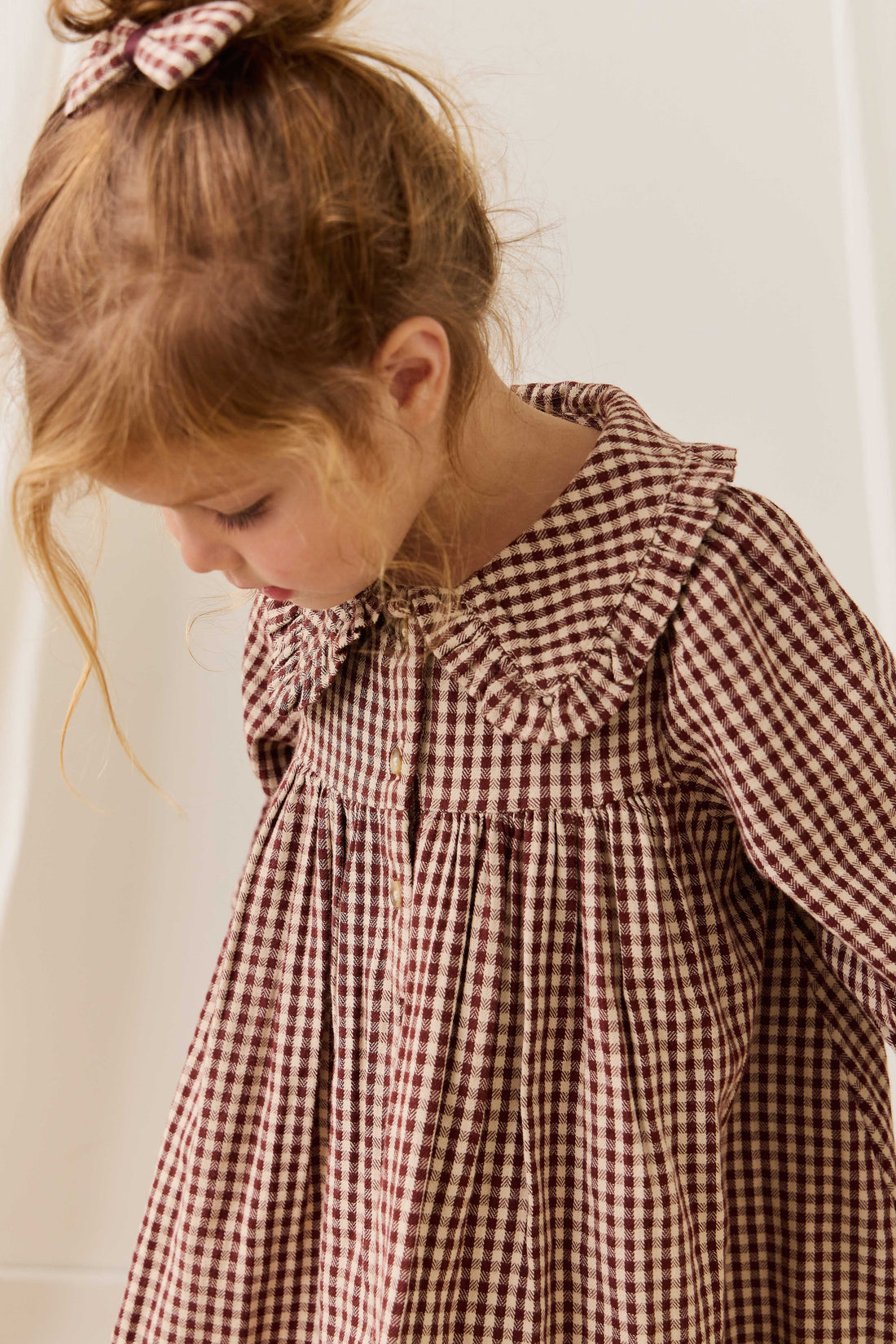 Organic Cotton Ira Dress - Cinnamon Gingham Childrens Dress from Jamie Kay USA