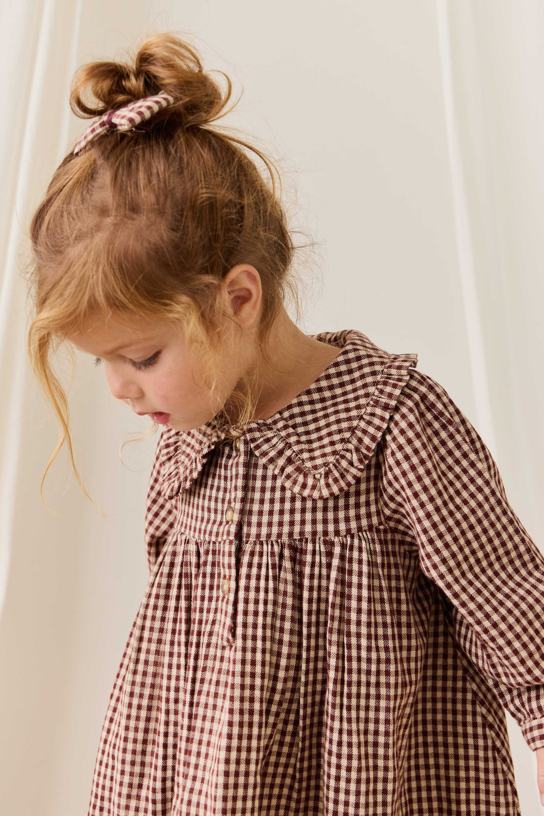 Organic Cotton Ira Dress - Cinnamon Gingham Childrens Dress from Jamie Kay USA