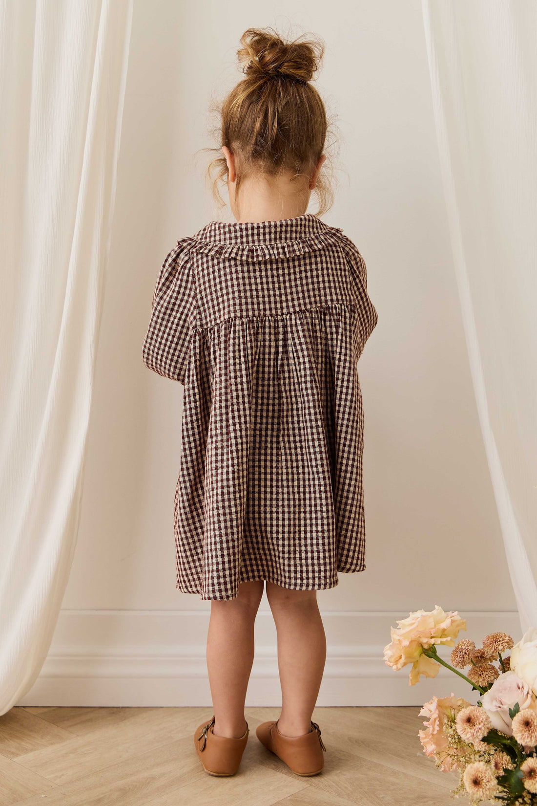Organic Cotton Ira Dress - Cinnamon Gingham Childrens Dress from Jamie Kay USA