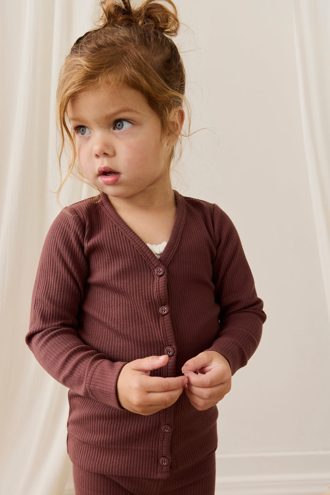 Organic Cotton Modal Cardigan - Burnt Cinnamon Childrens Cardigan from Jamie Kay USA
