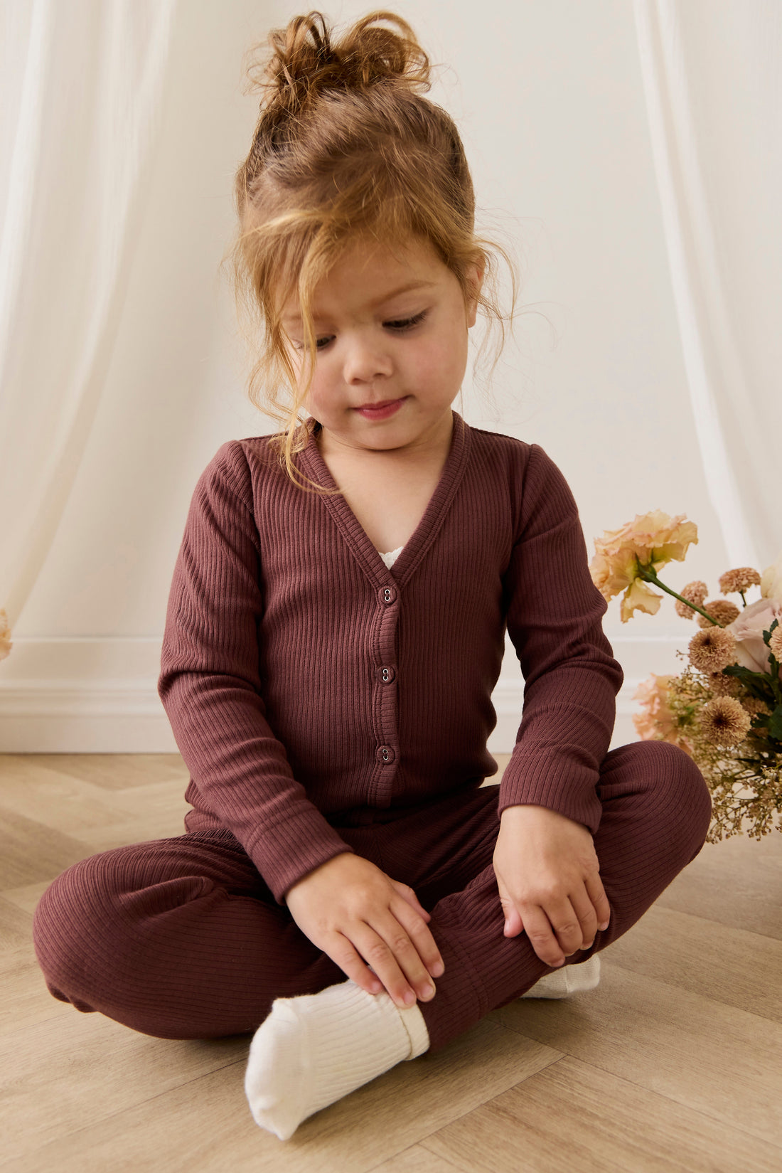 Organic Cotton Modal Cardigan - Burnt Cinnamon Childrens Cardigan from Jamie Kay USA