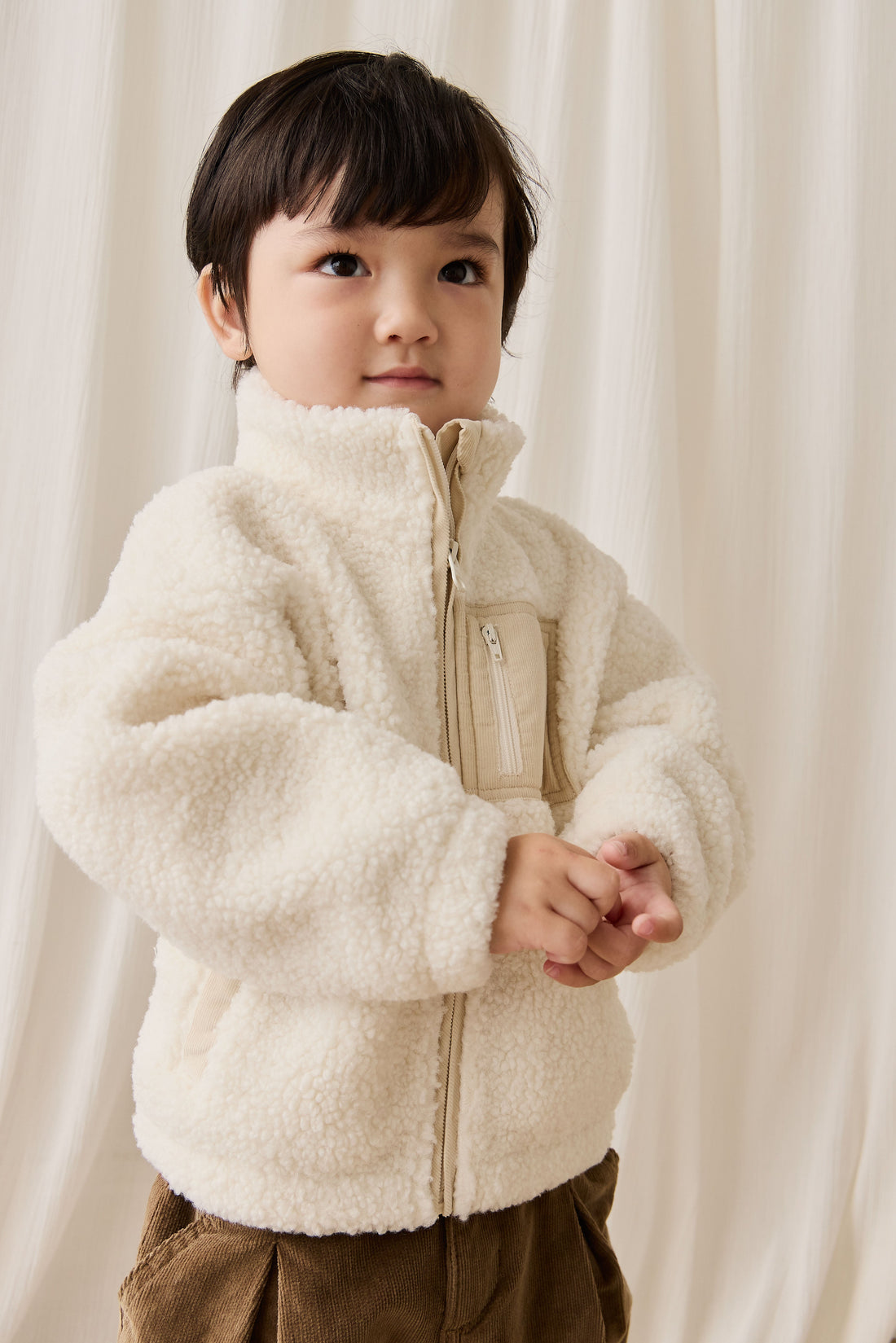 Ezra Sherpa Jacket-Natural Childrens Jacket from Jamie Kay USA