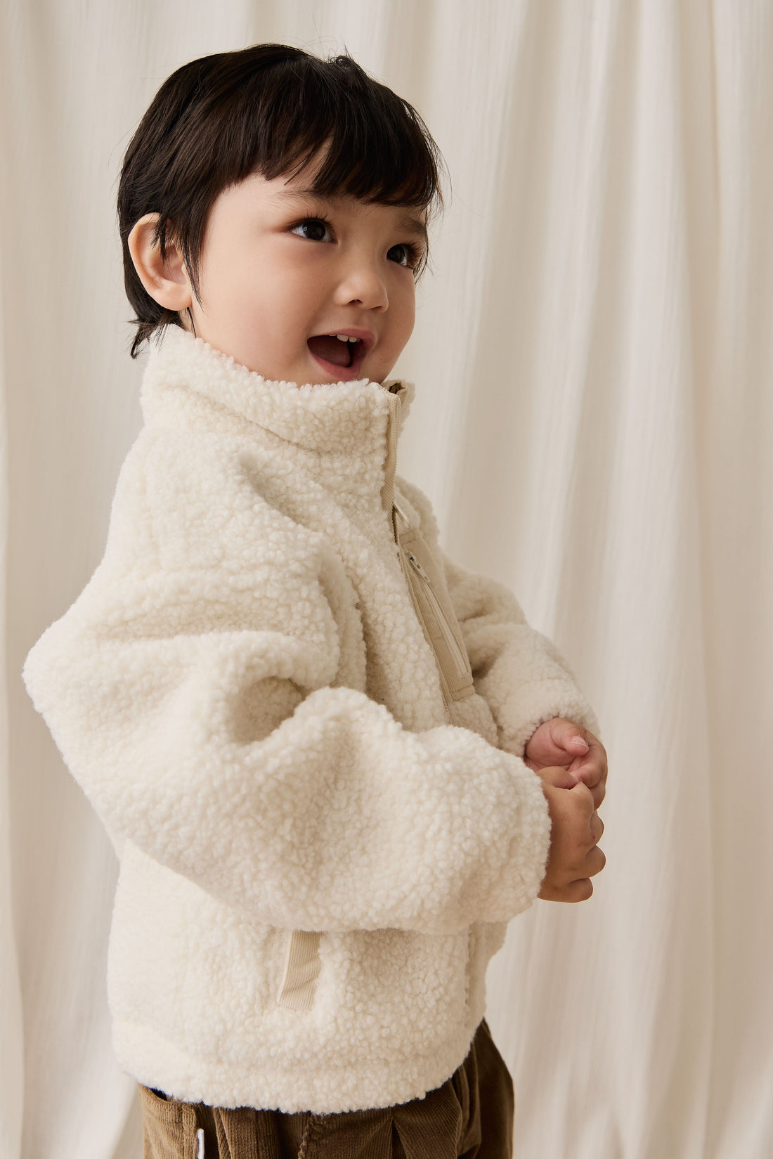 Ezra Sherpa Jacket-Natural Childrens Jacket from Jamie Kay USA