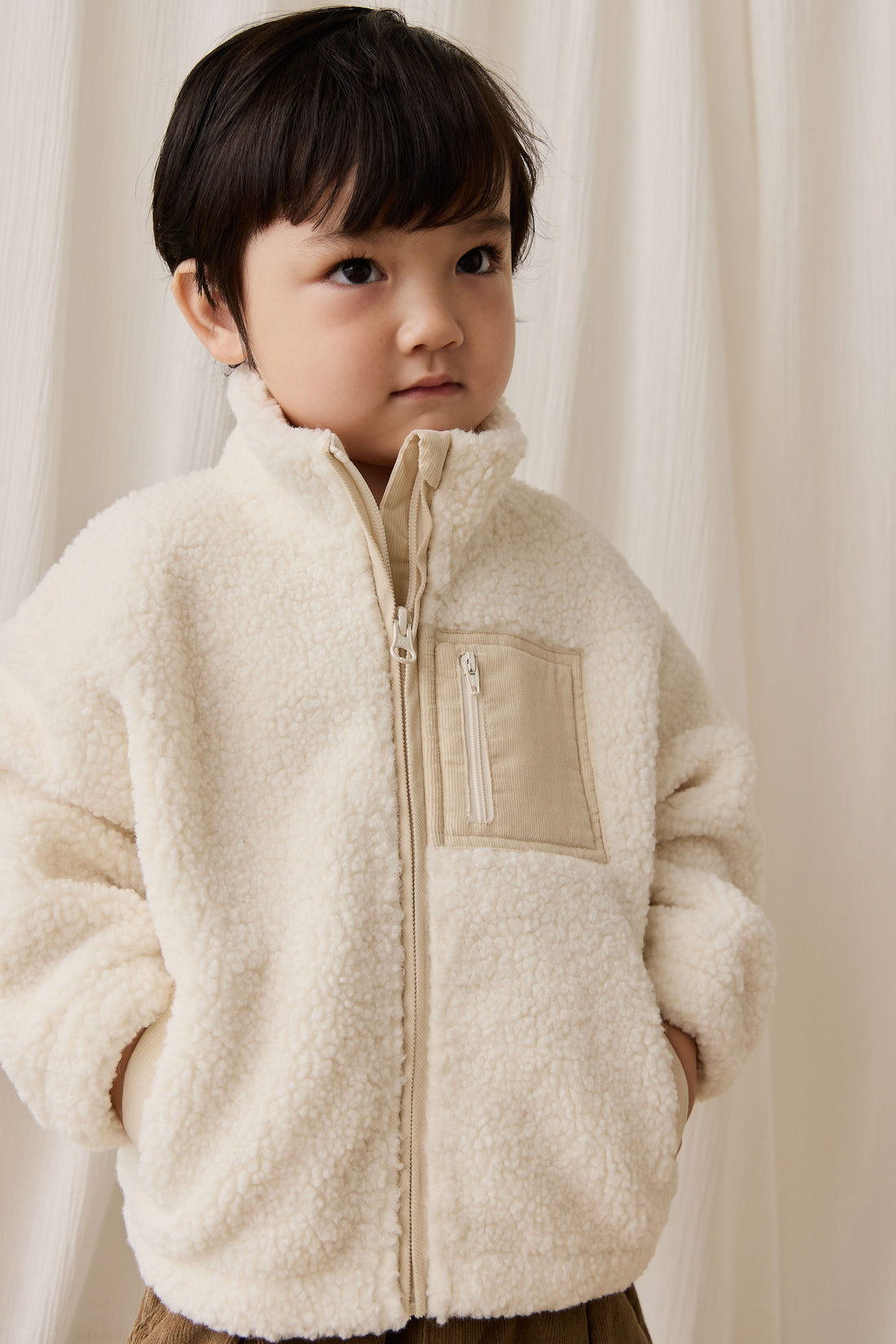 Ezra Sherpa Jacket-Natural Childrens Jacket from Jamie Kay USA