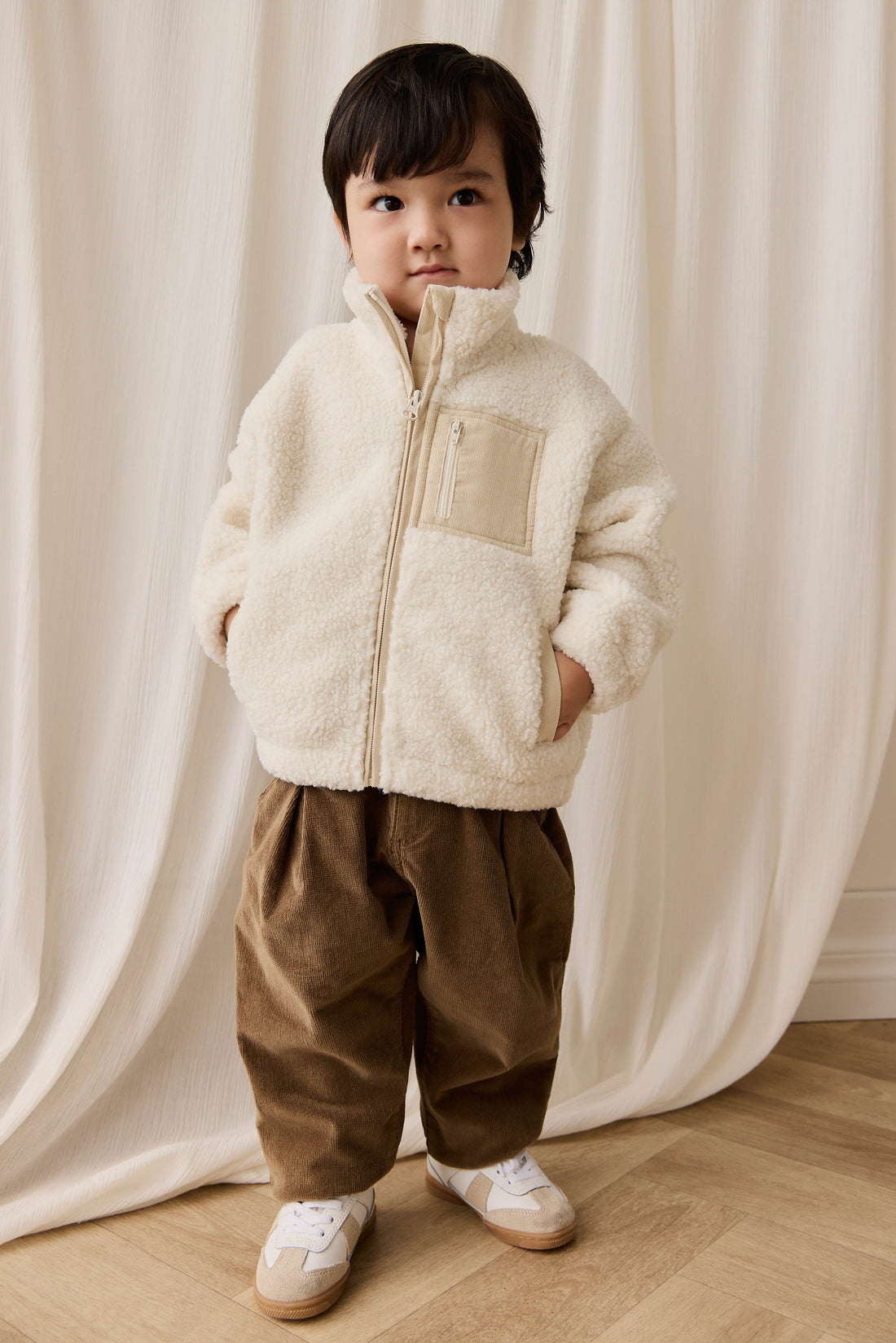 Ezra Sherpa Jacket-Natural Childrens Jacket from Jamie Kay USA