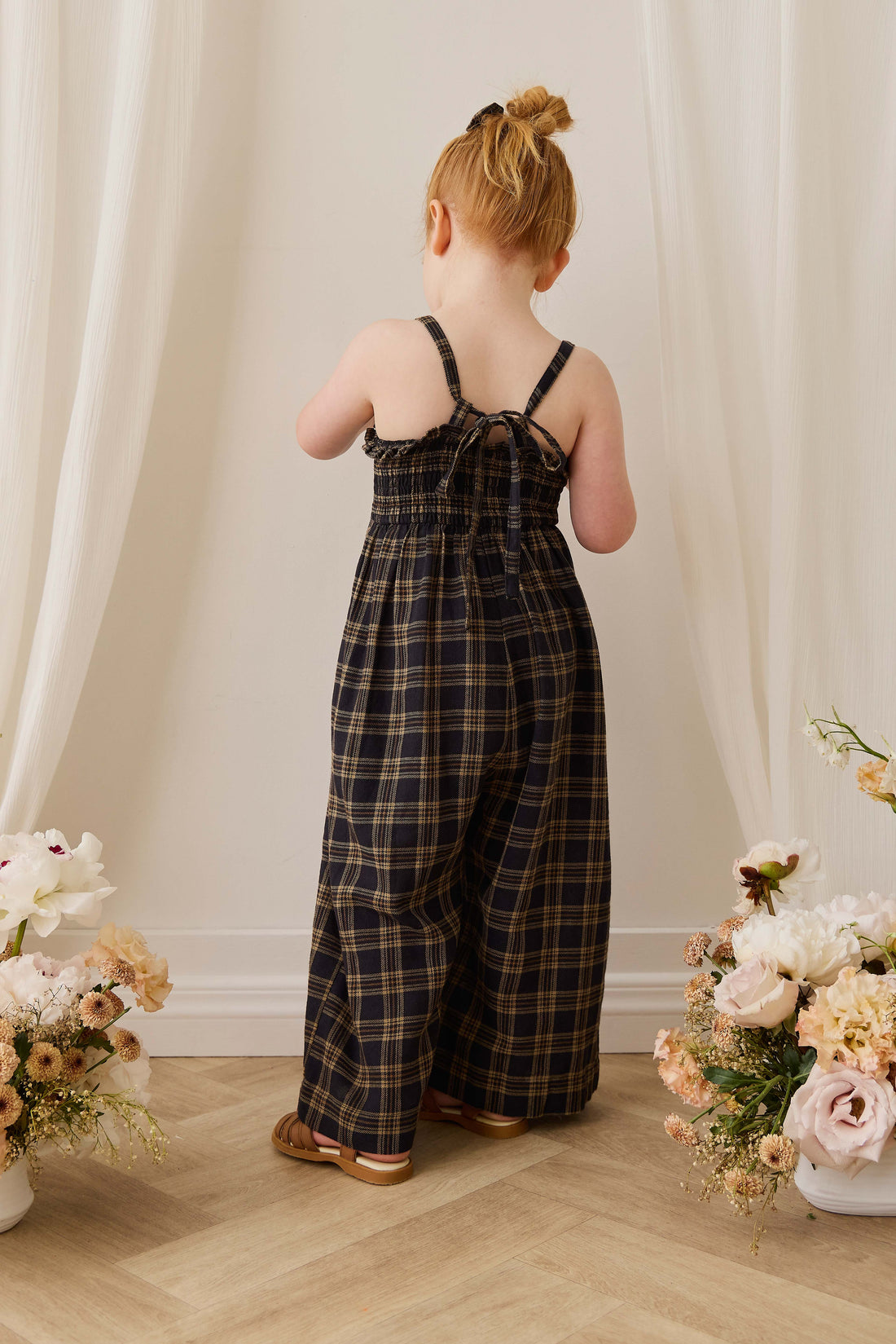 Organic Cotton Arabella Jumpsuit - Woodland Check Childrens Jumpsuit from Jamie Kay USA