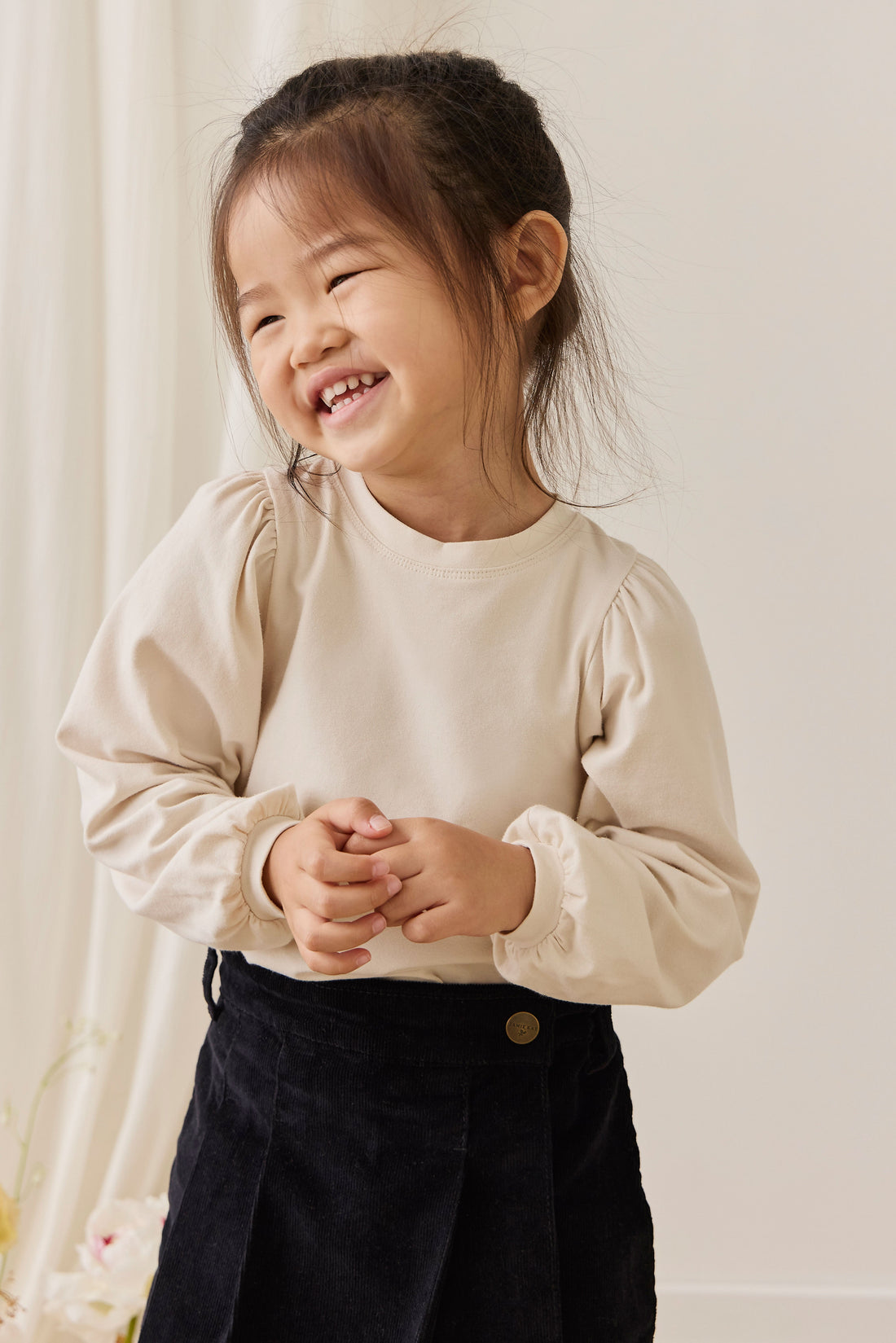 Pima Cotton Nylah Top - Vanilla Childrens Top from Jamie Kay USA