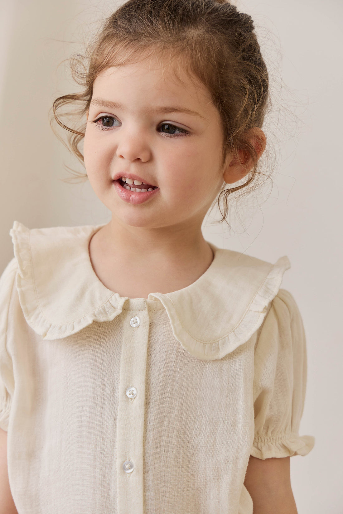Organic Cotton Muslin Bowie Blouse - Parchment Childrens Top from Jamie Kay USA