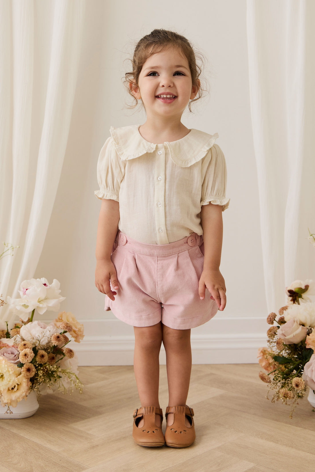Organic Cotton Muslin Bowie Blouse - Parchment Childrens Top from Jamie Kay USA