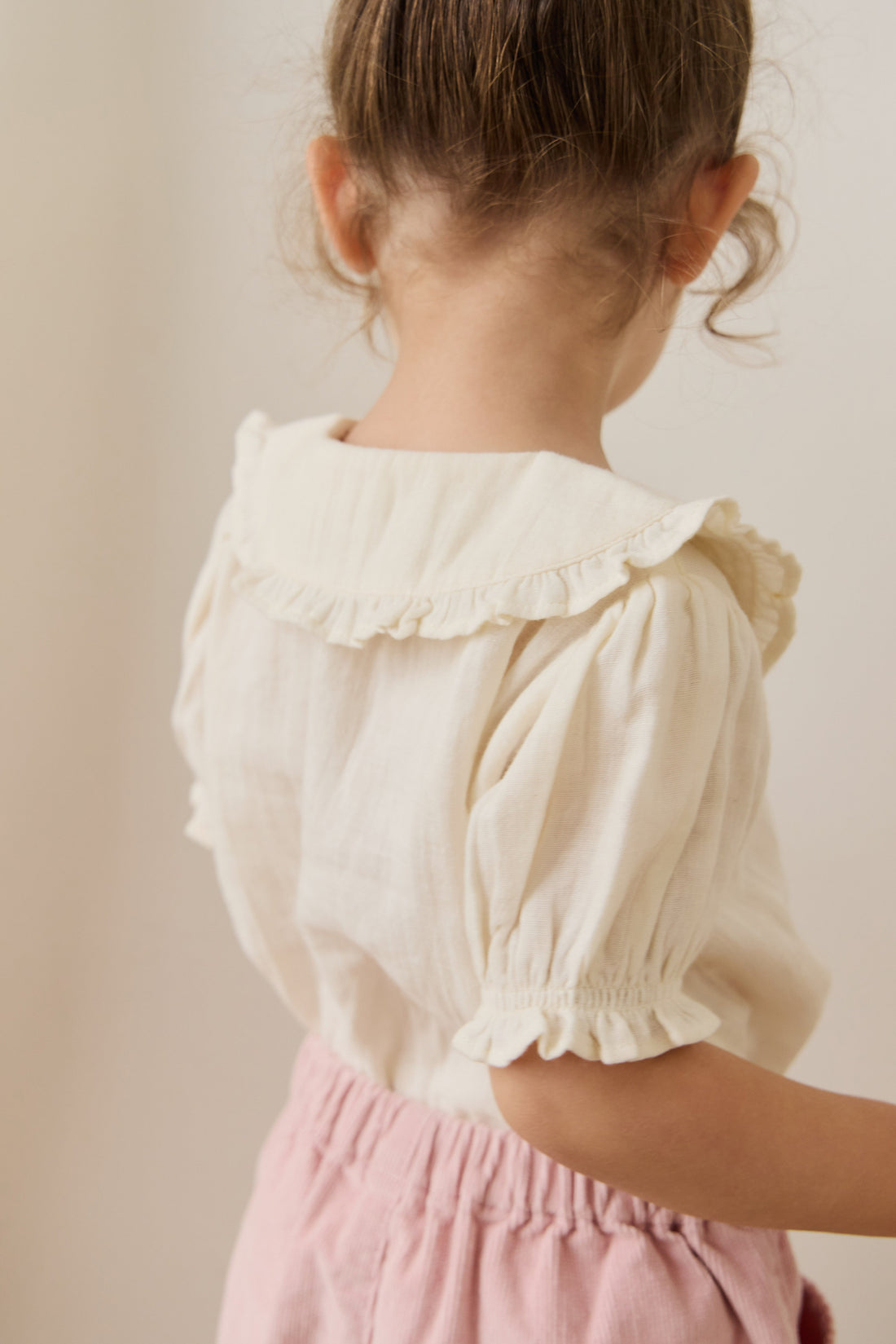 Organic Cotton Muslin Bowie Blouse - Parchment Childrens Top from Jamie Kay USA