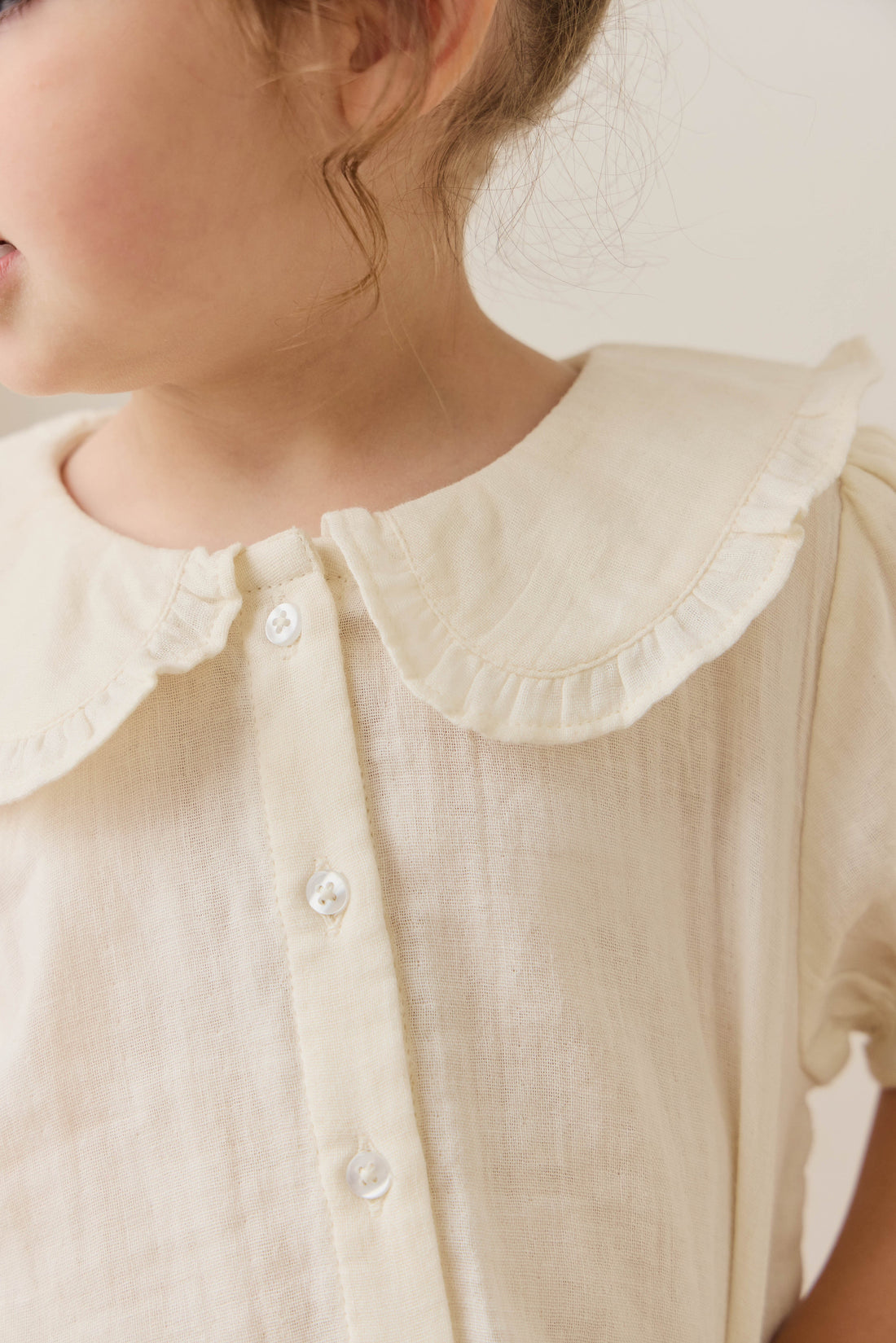 Organic Cotton Muslin Bowie Blouse - Parchment Childrens Top from Jamie Kay USA