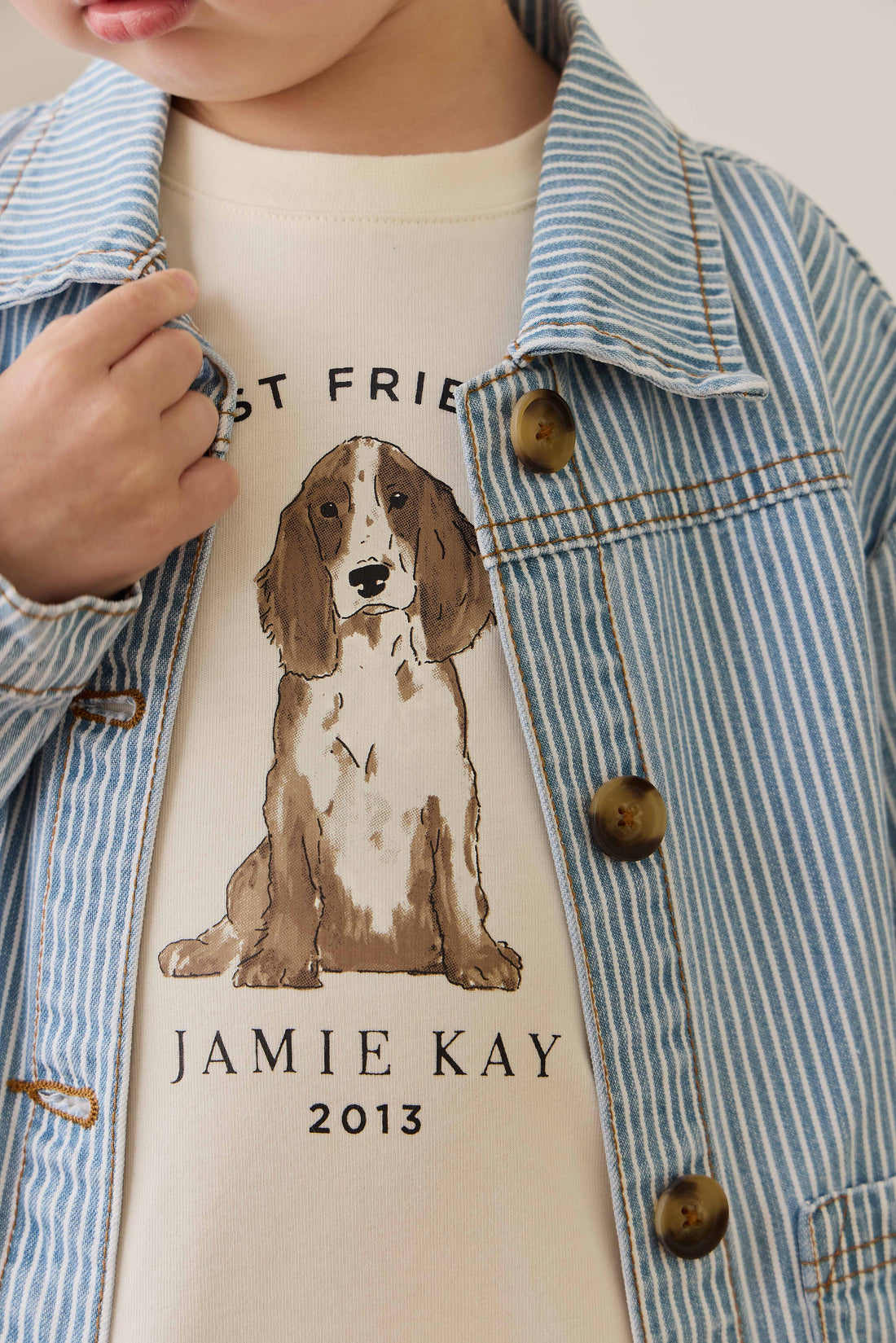 Marshall Long Sleeve Top - Parchment Best Friends Childrens Top from Jamie Kay USA