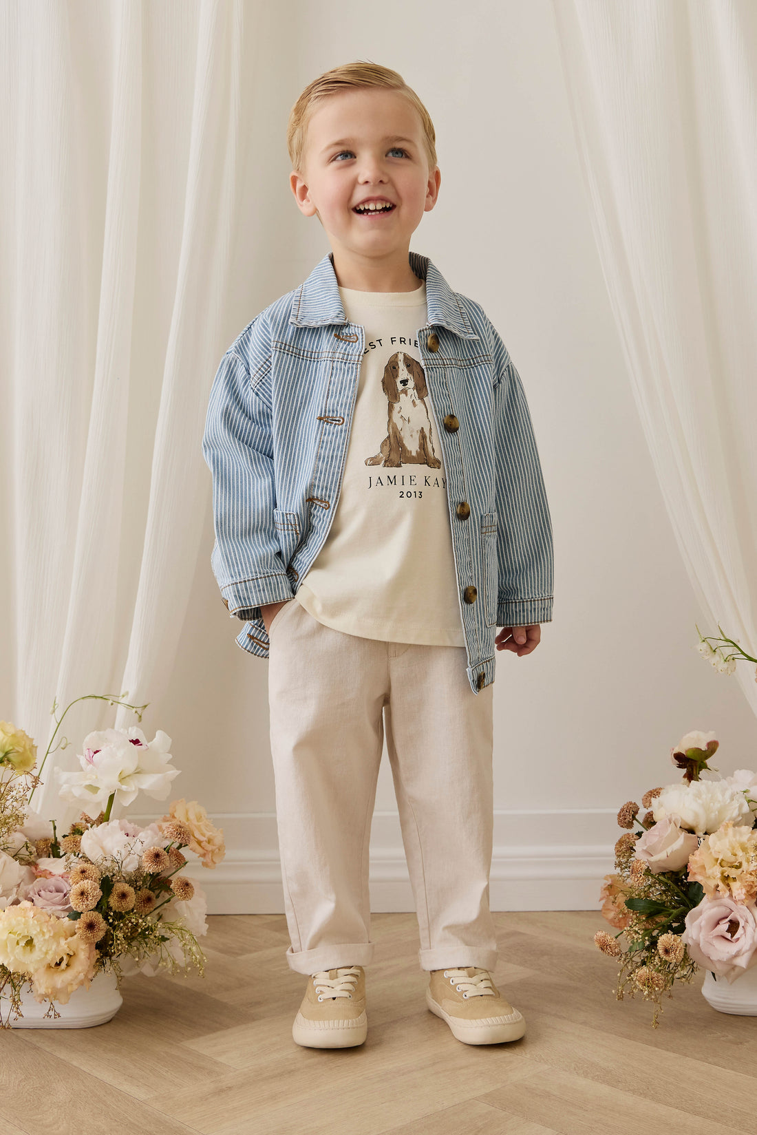 Marshall Long Sleeve Top - Parchment Best Friends Childrens Top from Jamie Kay USA