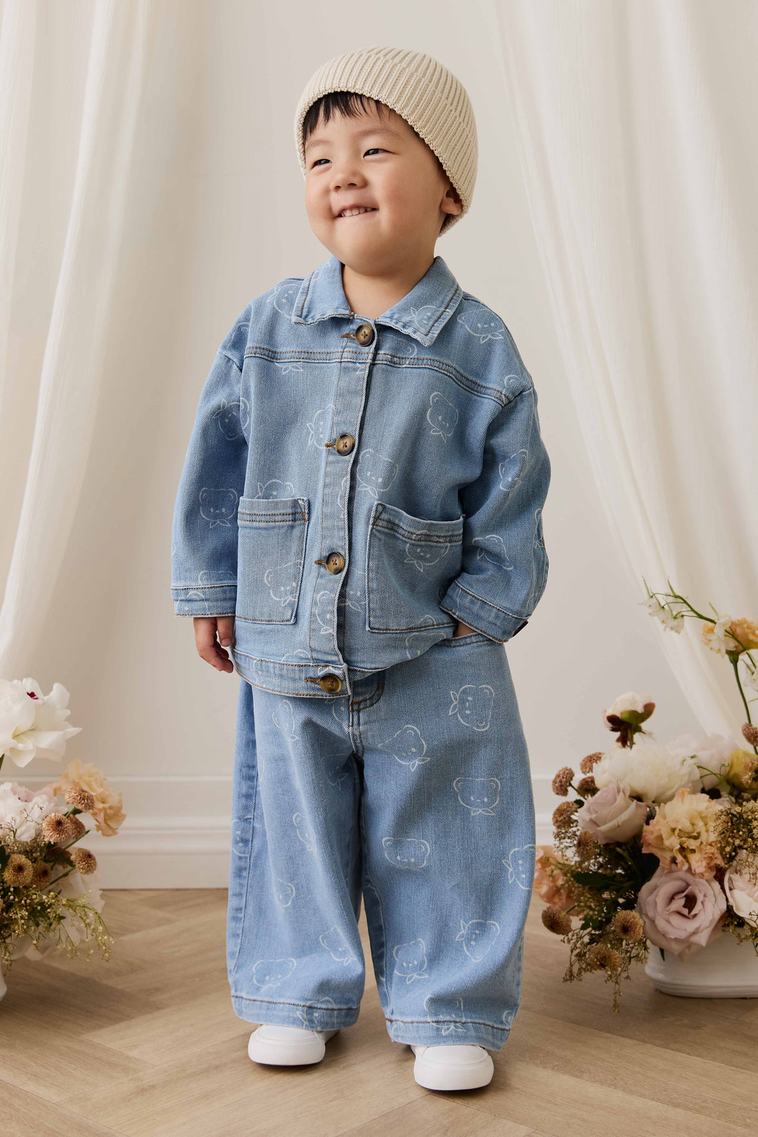 Abel Pant - Bowie Bear Denim Childrens Pant from Jamie Kay USA