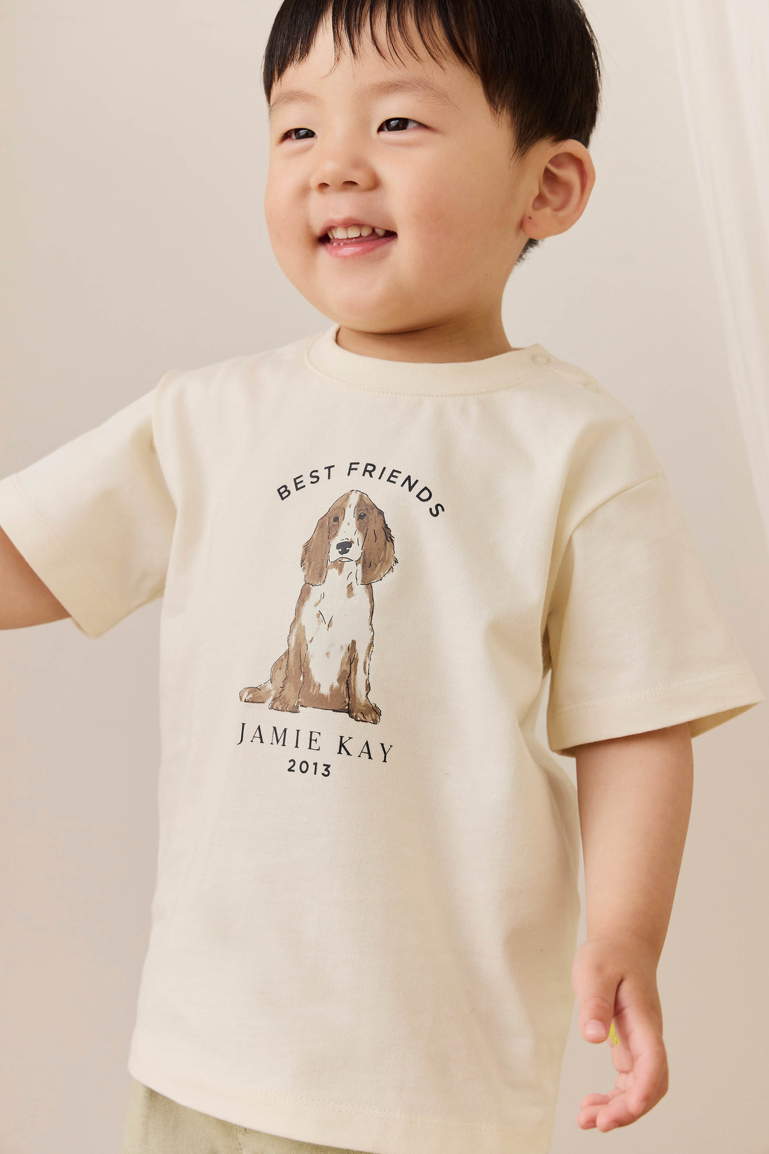 Organic Cotton Bjorn Tee - Parchment Best Friends Childrens Top from Jamie Kay USA
